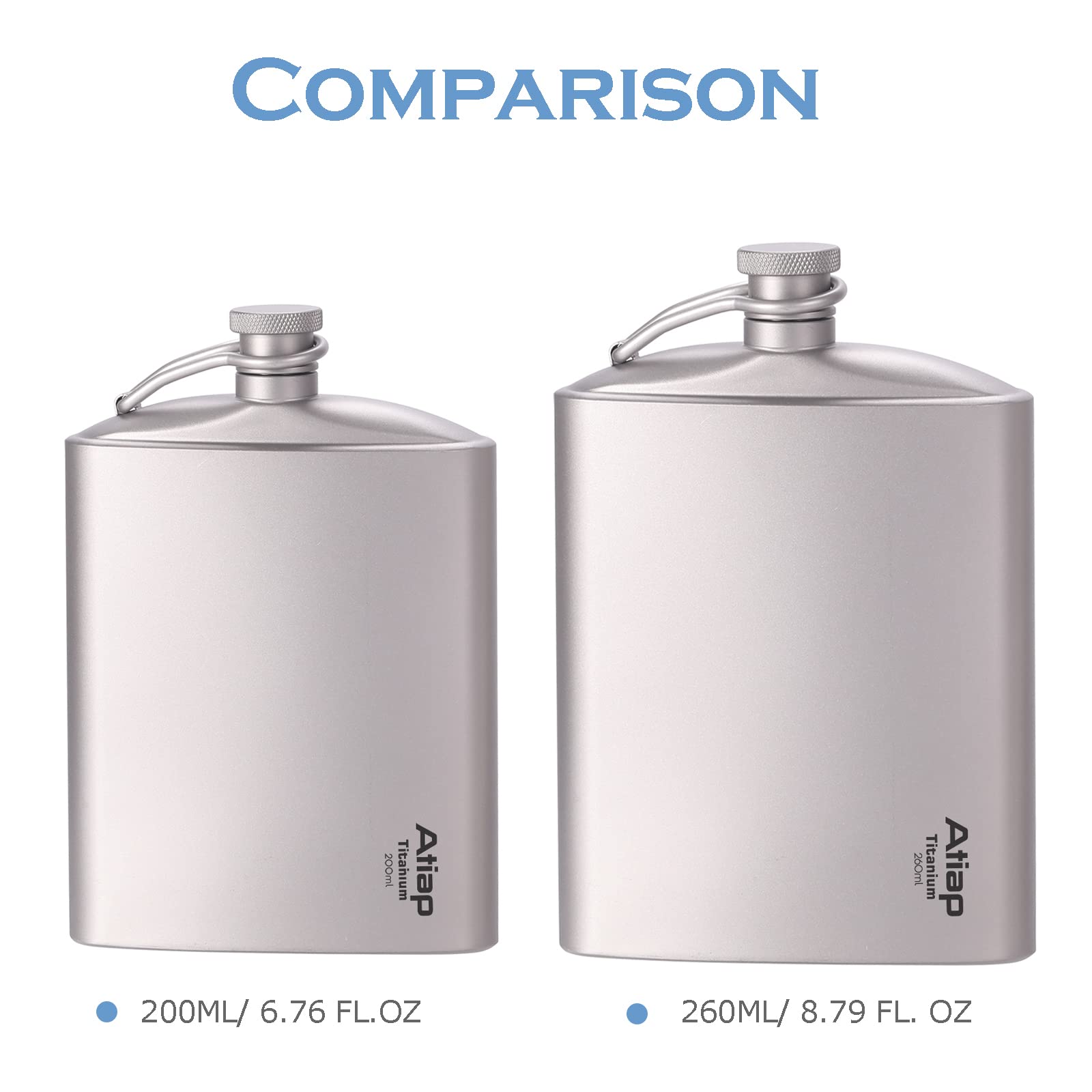 Premium 260ML Titanium Hip Flask with Funnel & Cap - Lightweight Outdoor Portable Liquor Flask for Camping, Hiking, Travel & Gifts