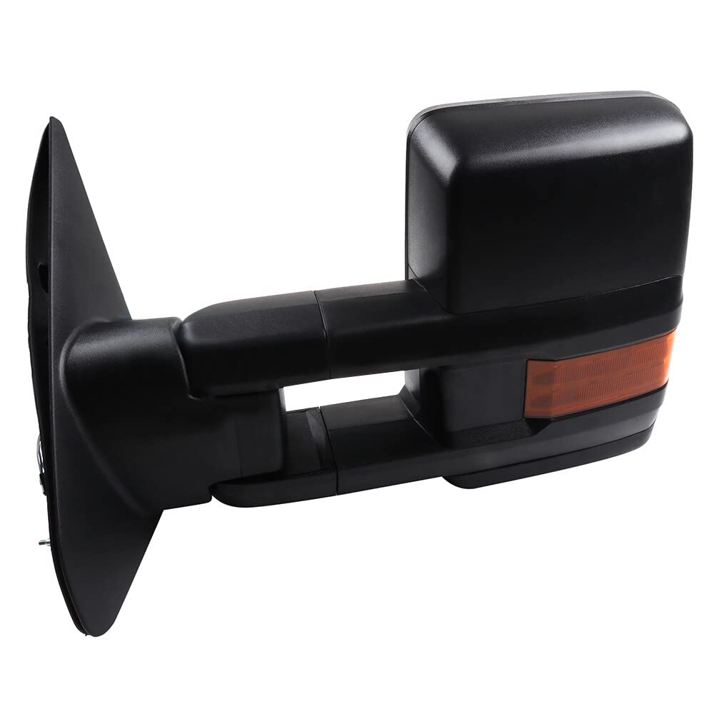 ECCPP Power Heated Towing Mirrors for 2007-2017 Toyota Tundra - Black Housing with LED Turn Signal & Parallel Auxiliary Light (Pair) - Perfect for Truck Towing, Night Driving and Winter Conditions