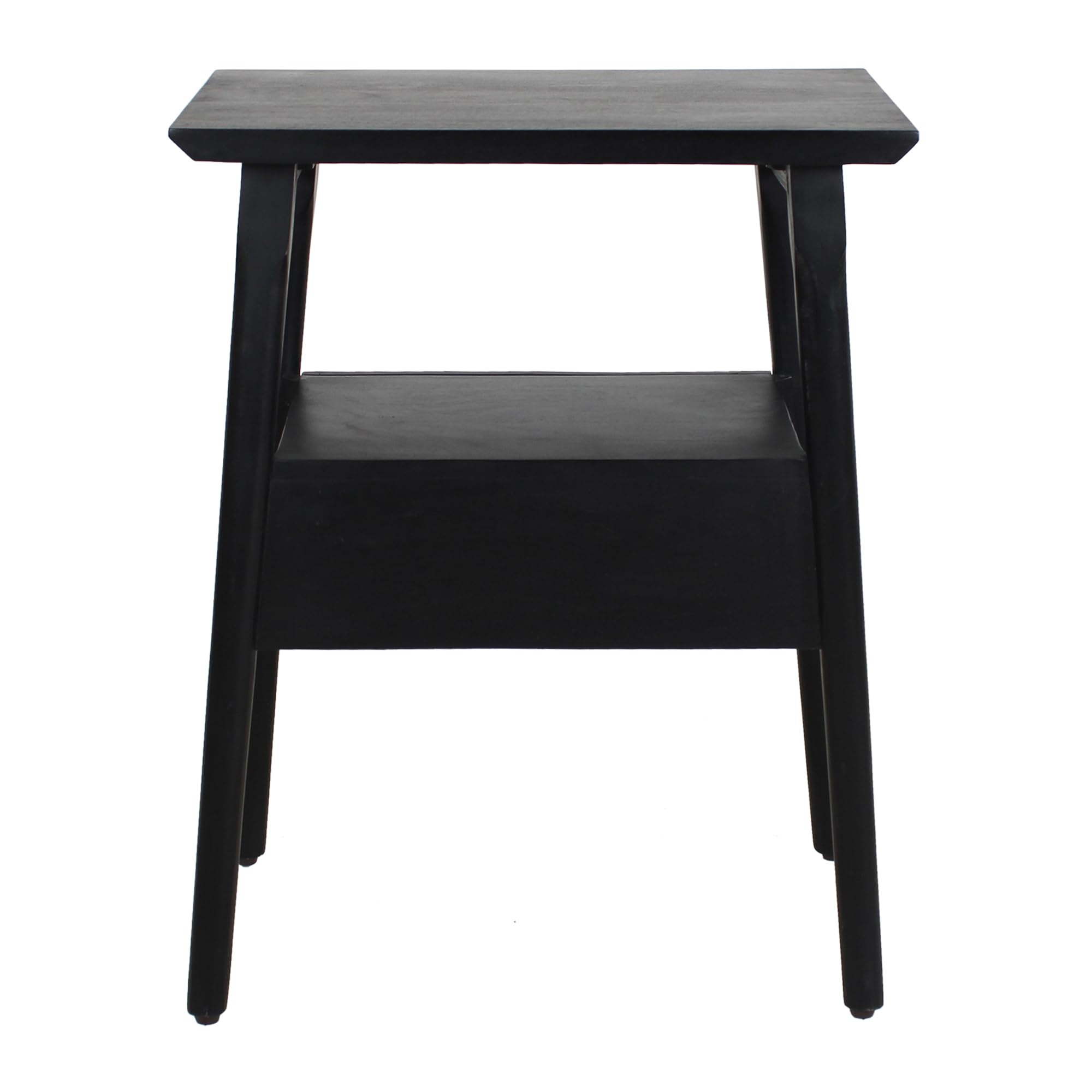 Kenmure Rustic Farmhouse End Table with Storage - Handcrafted Solid Mango Wood, Dark Wash Finish - 22