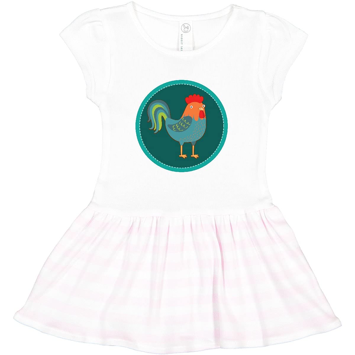 Inktastic Rooster Chicken Farmer Toddler Dress - Cute Farm Animal Print Baby Girl Outfit for Playdates, Daycare & Family Photos