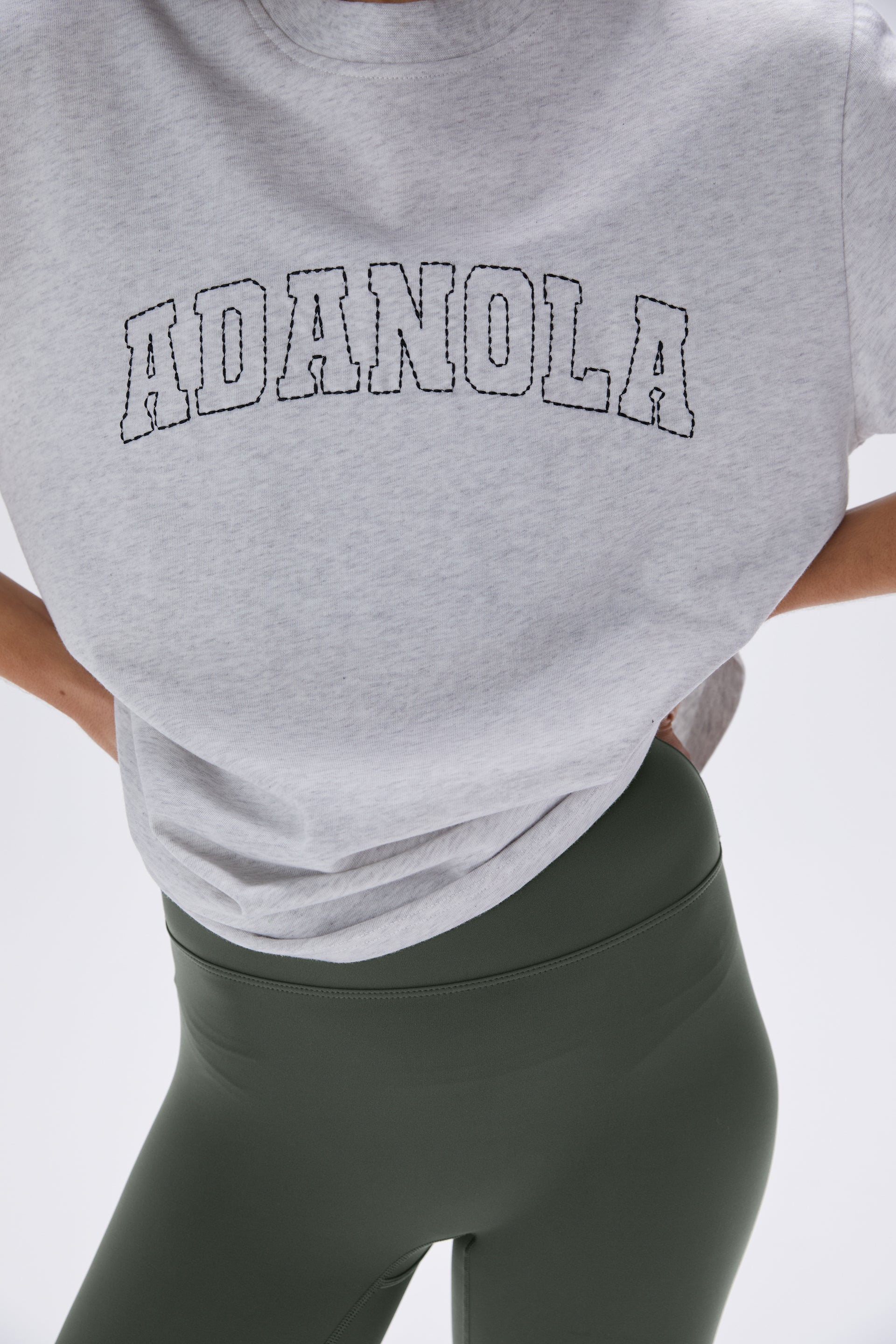 Oversized Varsity Stitch Short Sleeve T-Shirt for Women - Light Grey Melange & Black - Casual Streetwear, Loungewear, and Everyday Comfort