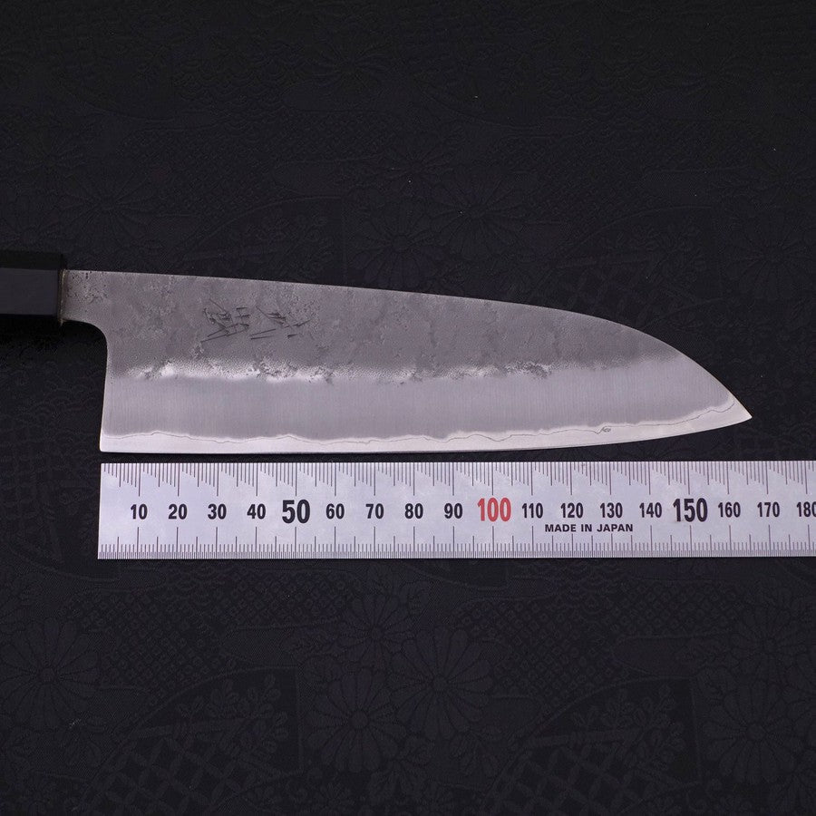 Premium Santoku Knife 165mm - Blue Steel #2 Nashiji Stainless Clad with Ebony Handle - Perfect for Sushi, Vegetables & Meat Cutting - Japanese Kitchen Chef Knife for Professional & Home Cooking