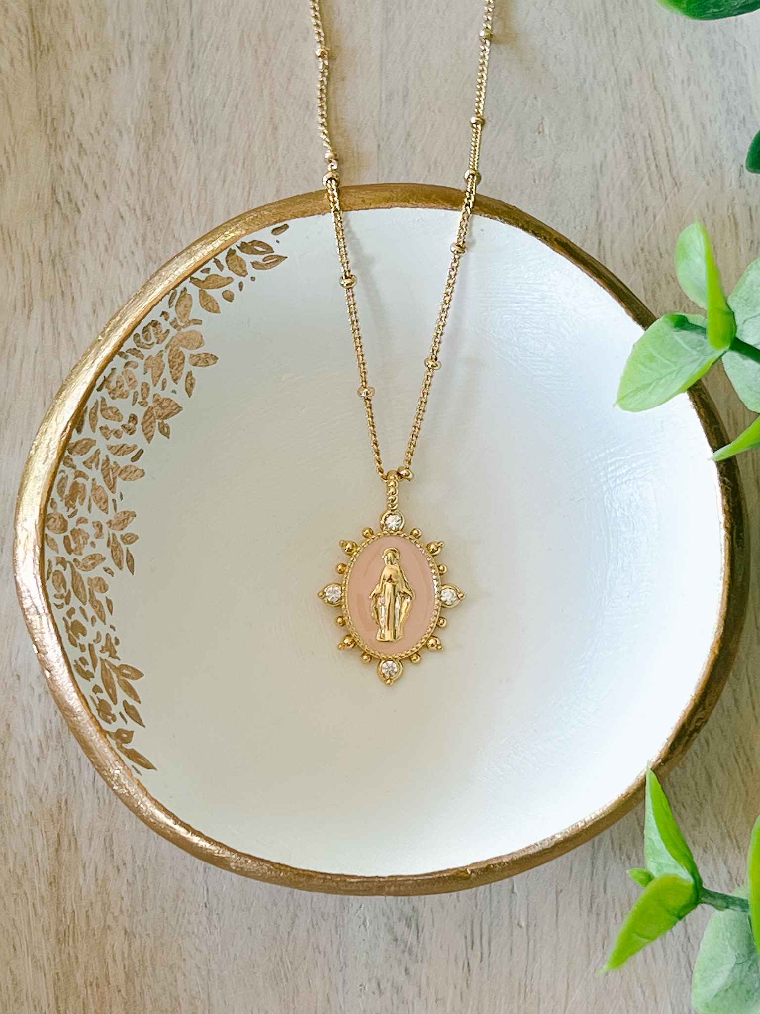 Heavenly Pink Lady Lourdes Necklace - Elegant Religious Jewelry for Women, Perfect for Church, Weddings & Special Occasions