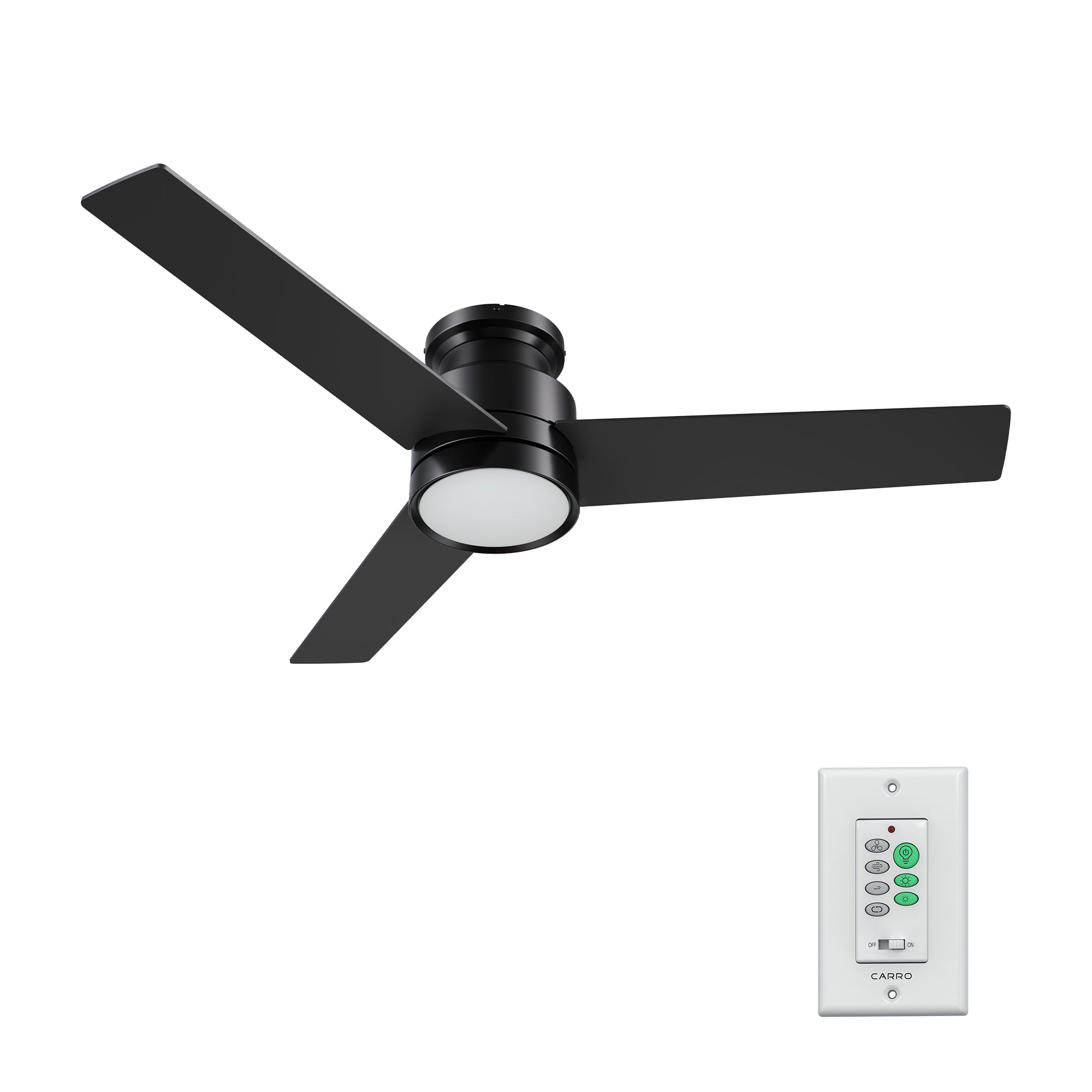 52 Inch Flush Mount Ceiling Fan with LED Light and Remote Control - Modern Low Profile Design for Bedroom, Living Room, Office - Energy Efficient Quiet Operation with Wall Switch