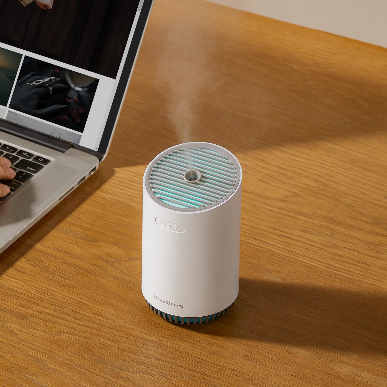 Mini Humidifier 320ml - Cool Mist Humidifier with LED Night Light, 2 Mist Modes & Auto Shut-Off - Portable Ultrasonic Humidifier for Baby Nursery, Bedroom, Office, Car & Travel - Perfect for Dry Air Relief & Better Sleep (White)
