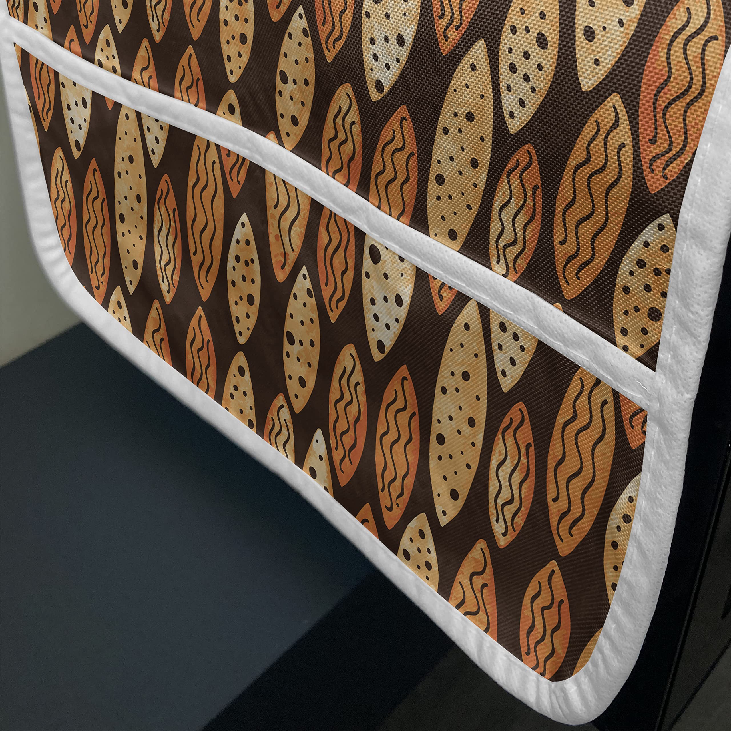 Ambesonne Abstract Microwave Cover - Geometric Orange Watercolor Design, Hand-Drawn Art, Water-Resistant Kitchen Organizer with Pockets, 36x12 Inches, Orange Brown - Perfect for Modern Kitchens & Microwave Protection