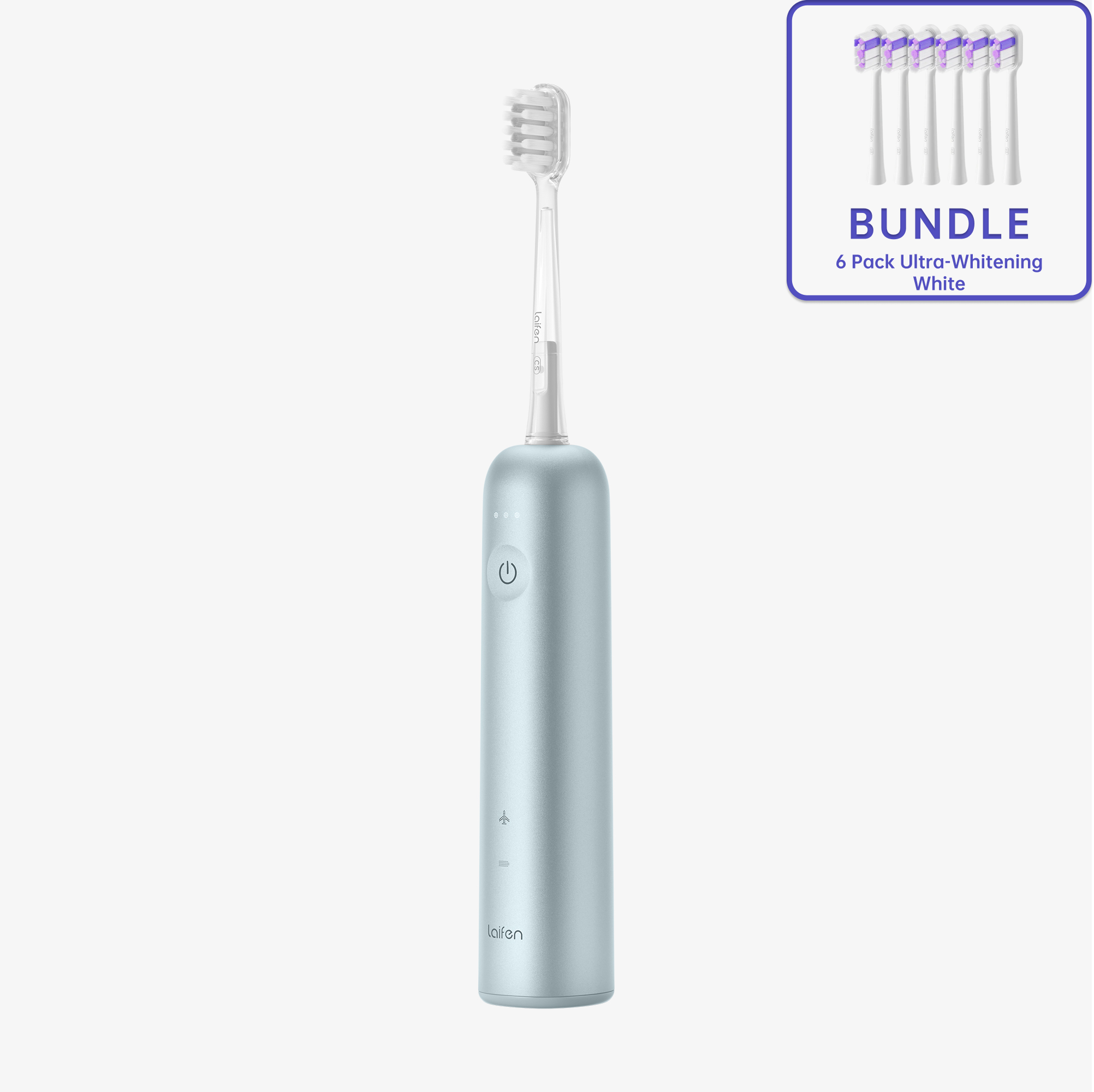 Premium Aluminum Alloy Electric Toothbrush Handle with 6 Replacement Brush Heads - Gentle Deep Cleaning for Sensitive Teeth & Gums - Perfect for Travel & Daily Oral Care