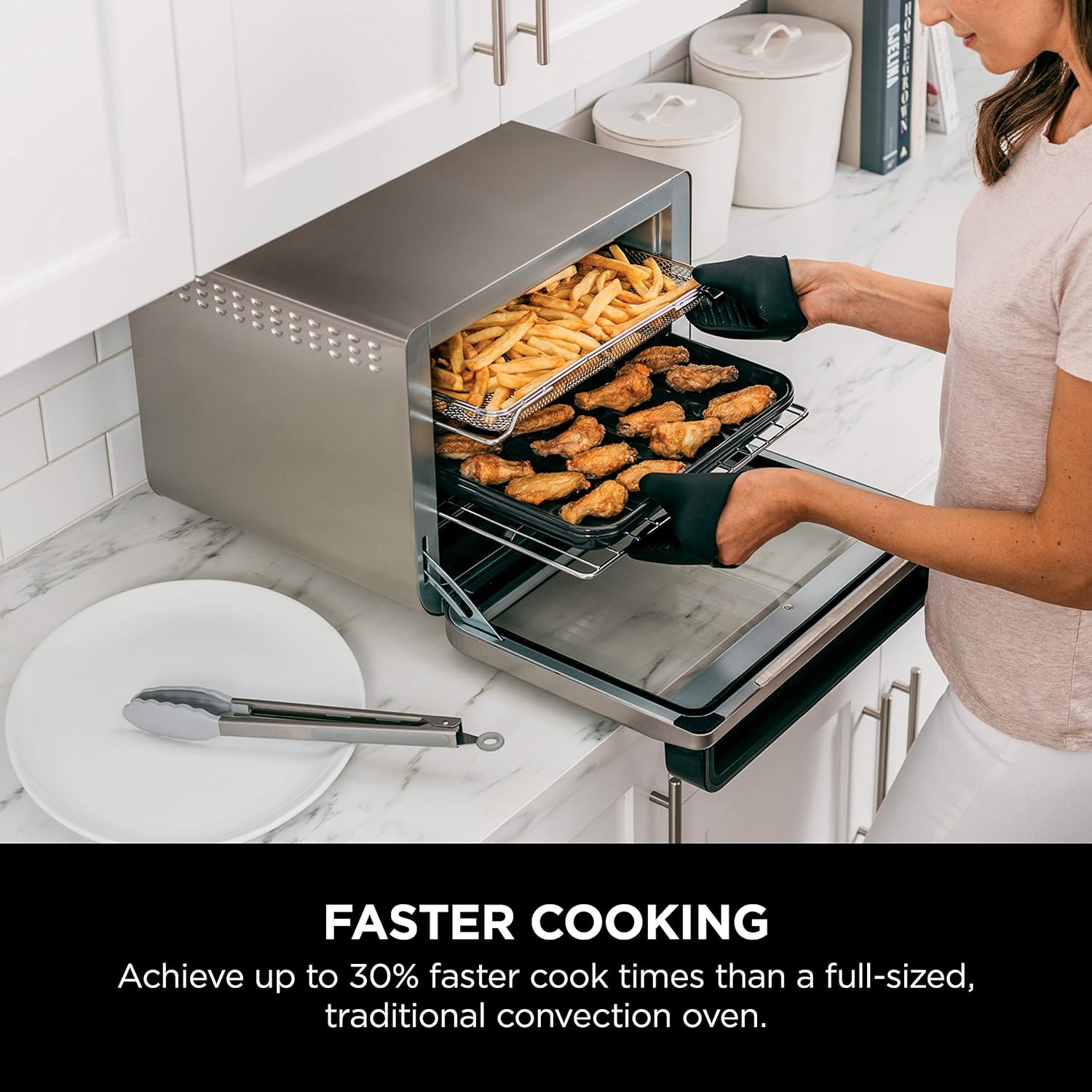 Ninja DT201 Foodi 10-in-1 XL Pro Air Fryer Digital Countertop Convection Toaster Oven with Dehydrate & Reheat, 1800W Stainless Steel - Perfect for Baking, Roasting, Air Frying & Meal Prep in Large Families