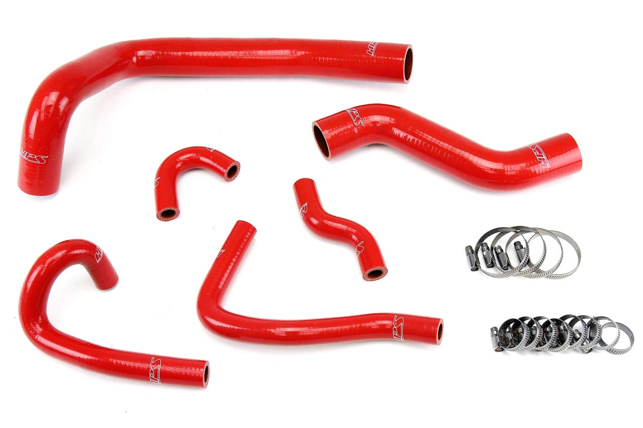 HPS 57-1491-RED Red Silicone Radiator Coolant Heater Hose Kit - High Performance Replacement for Car, Truck & SUV Cooling Systems - Perfect for Engine Overheating Protection & Maintenance
