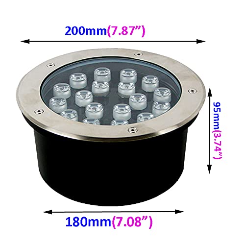 18W Yellow LED Underground Landscape Light - IP67 Waterproof Outdoor Pathway Lights, 120V Buried Garden Path Spot Recessed In-Ground Lighting for Bridge, Garden, Walkway, Driveway, and Landscape Decoration