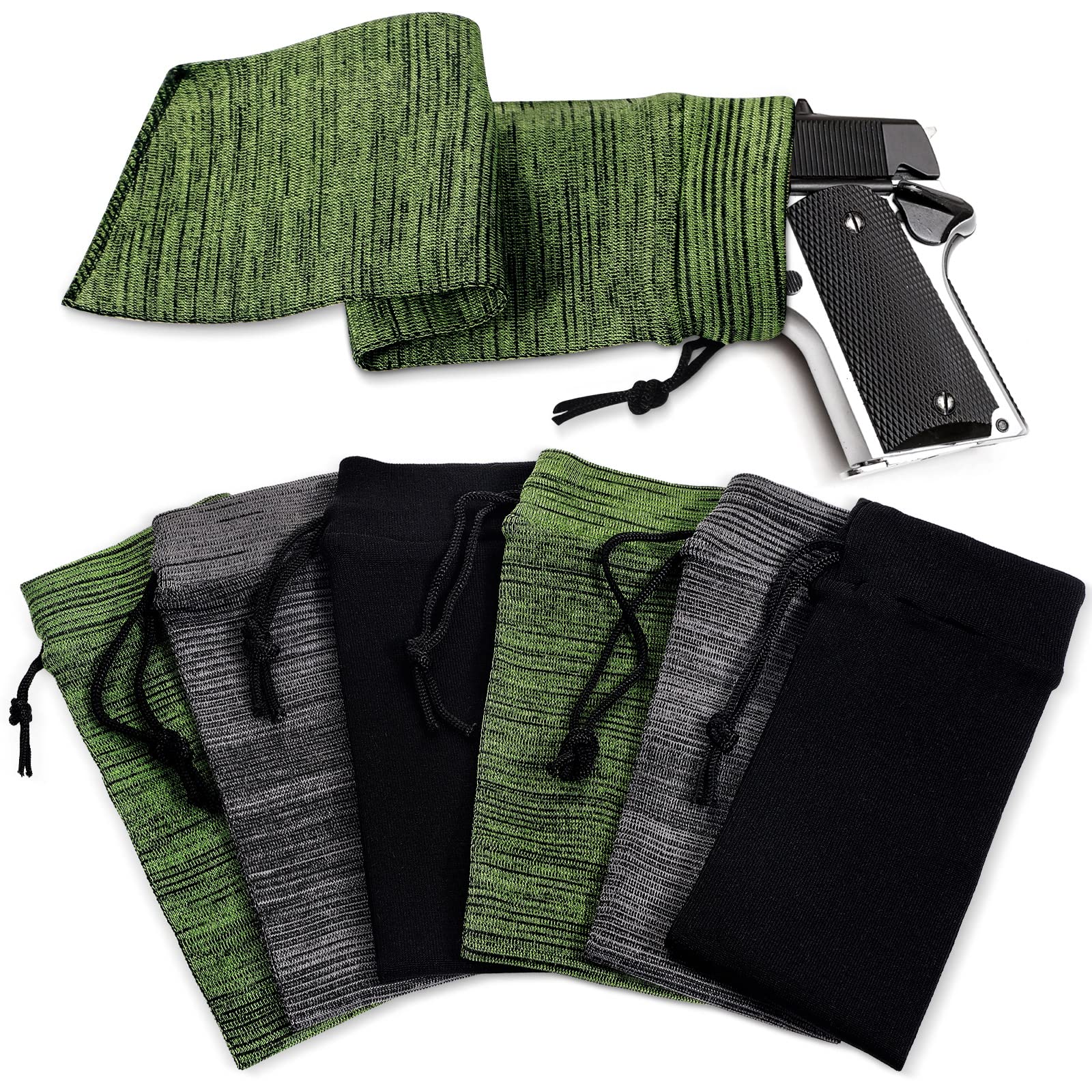 6 Pack 16 Inch Gun Socks - Rustproof Silicone Gun Sleeves with Waterproof Fabric & Drawstring Closure - Tactical Firearm Storage for Hunting, Shooting Range & Gun Safe Organization