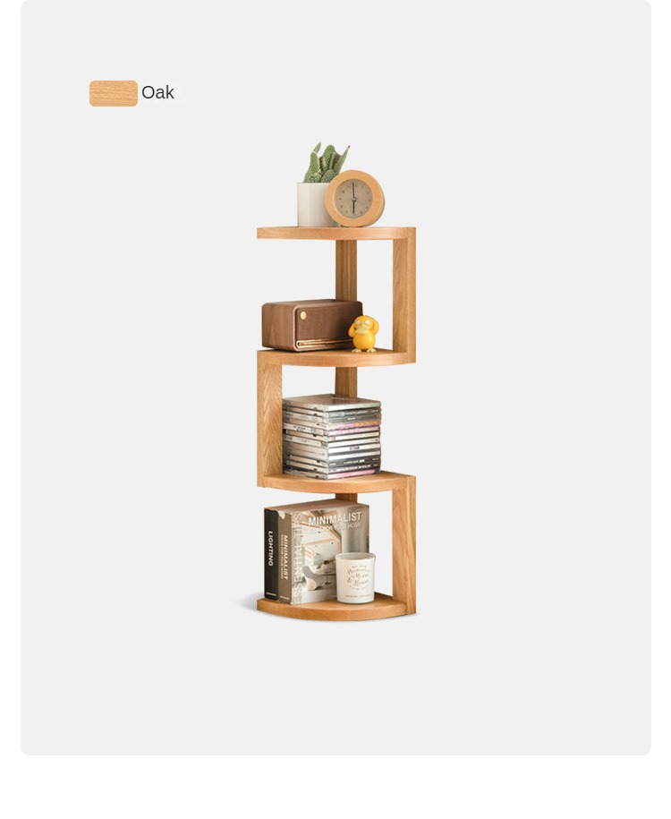 Solid Oak Wood Corner Table Shelf - Rustic Farmhouse Style for Living Room, Bedroom & Office Storage & Decor