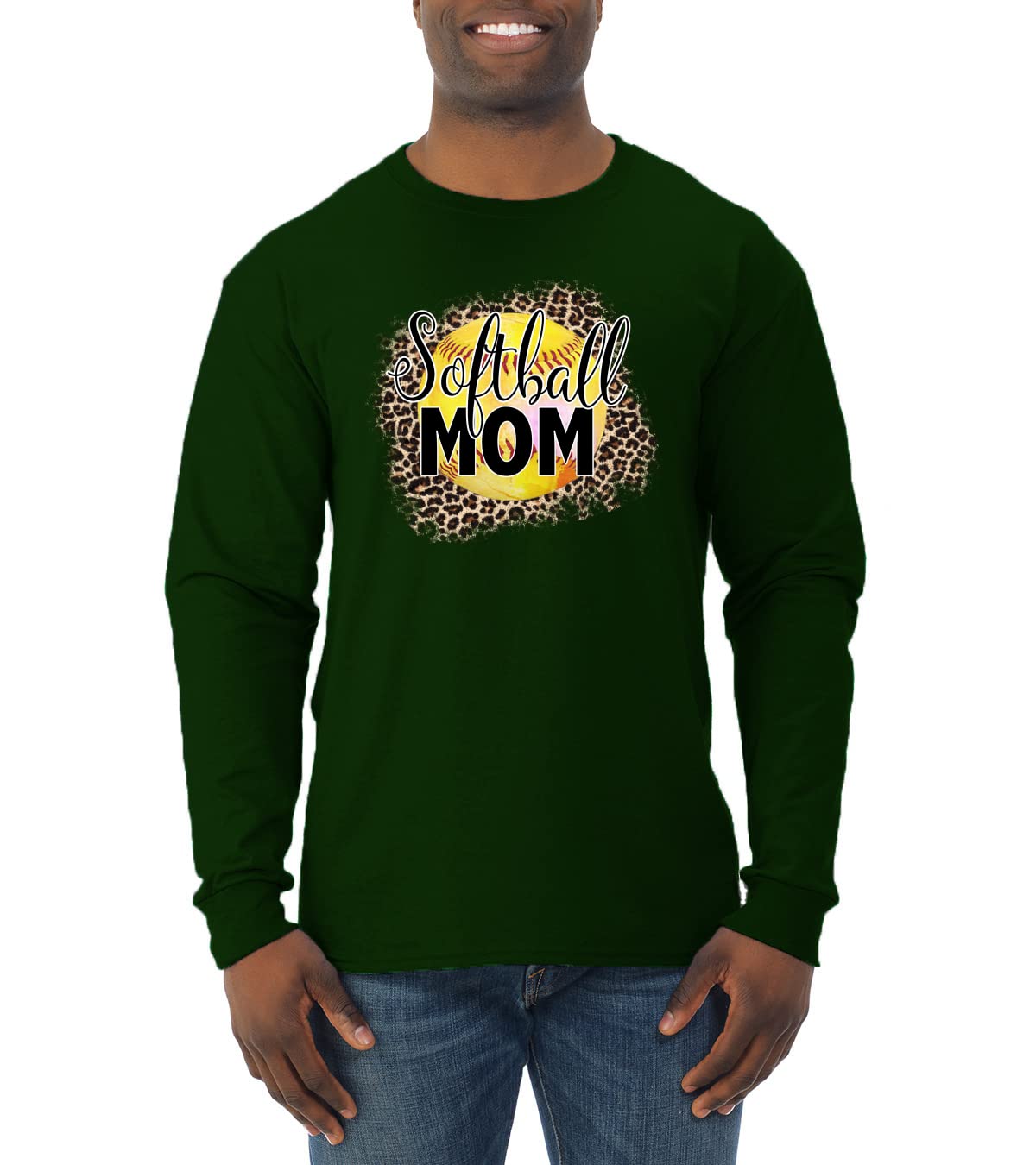 Wild Bobby Softball Mom Animal Print Long Sleeve Shirt for Women & Men - Perfect for Baseball Games, Team Sports & Casual Wear