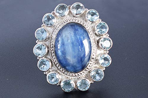 925 Sterling Silver Kyanite & Blue Topaz Ring for Women - Engagement, Wedding & Anniversary Jewelry