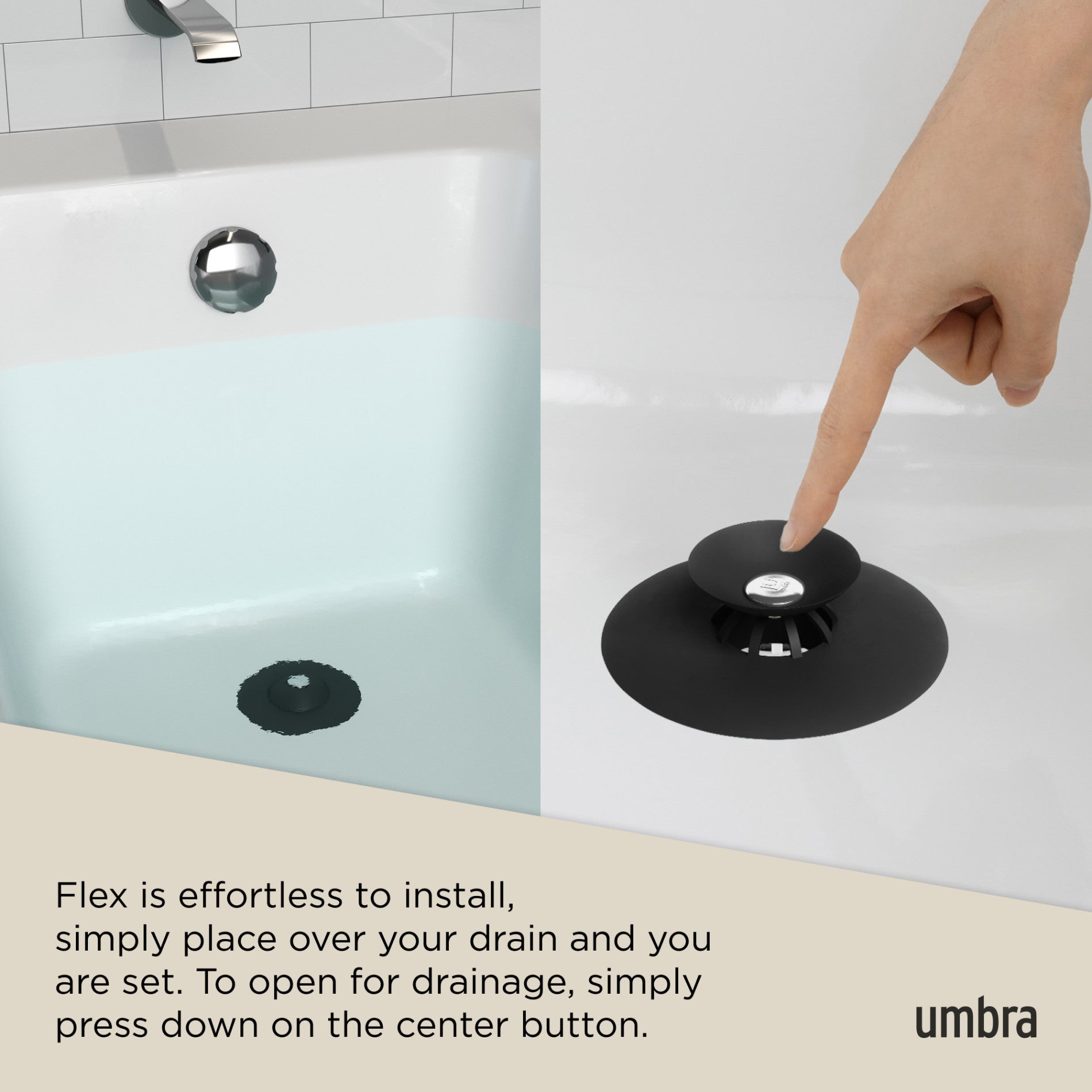 Flex Drain Plug & Hair Catcher - Stainless Steel Shower Drain Cover with Fine Mesh, Bath Tub Drain Stopper for Hair Clog Prevention - Perfect for Bathroom, Kitchen Sink, and Shower Drain Protection