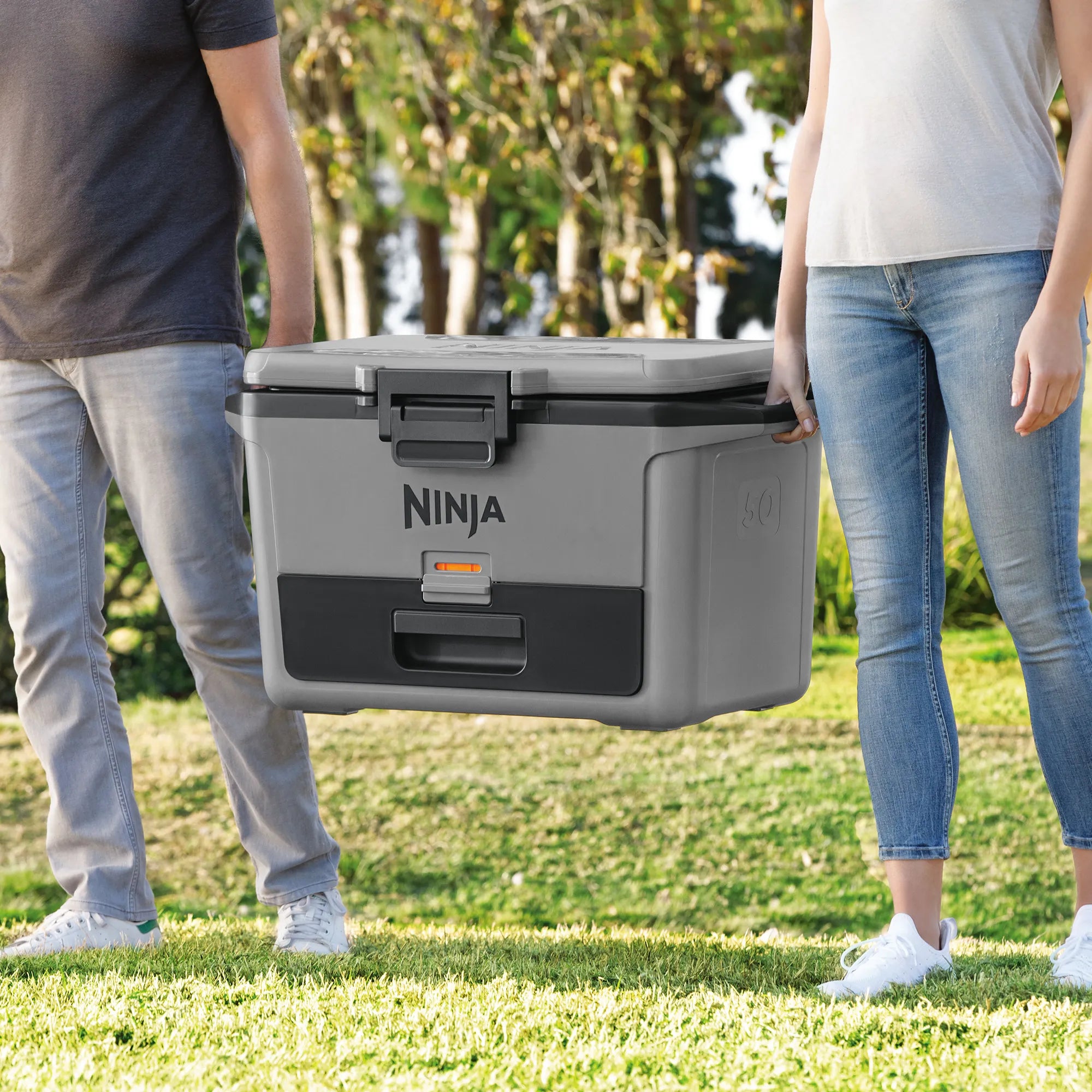 Ninja FrostVault 47L Hard Cooler with Dry Zone - Insulated Outdoor Cooler for Camping, Beach, Picnics & Tailgating - Leakproof Food Storage with Separate Dry Compartment