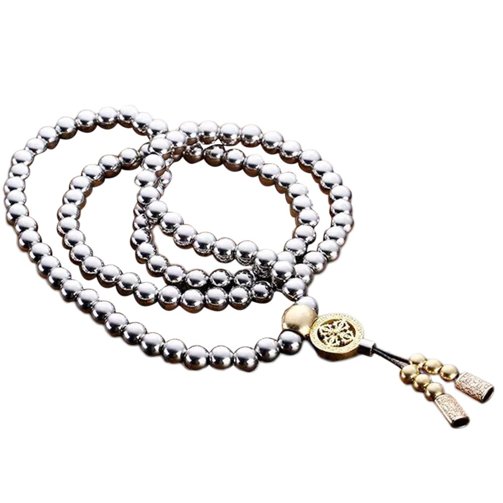 Stainless Steel Cross Necklace for Men - 108 Buddha Beads Chain with Adjustable Length | Perfect for Meditation, Yoga, Fashion Accessories & Spiritual Gifts
