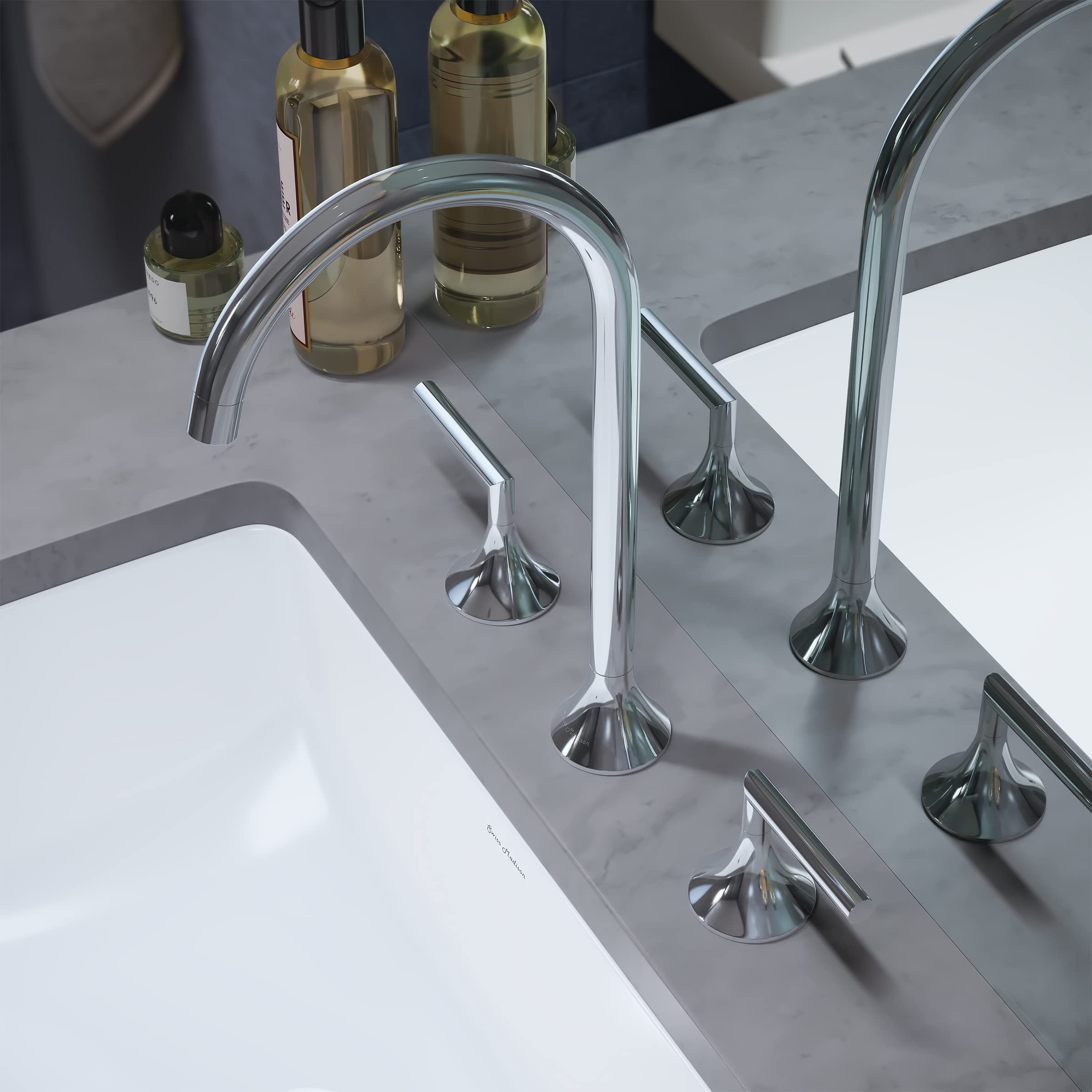 Daxton 8 Inch Chrome Widespread Bathroom Faucet - Modern Bathroom Sink Faucet for Vanity, Powder Room & Guest Bath Installation