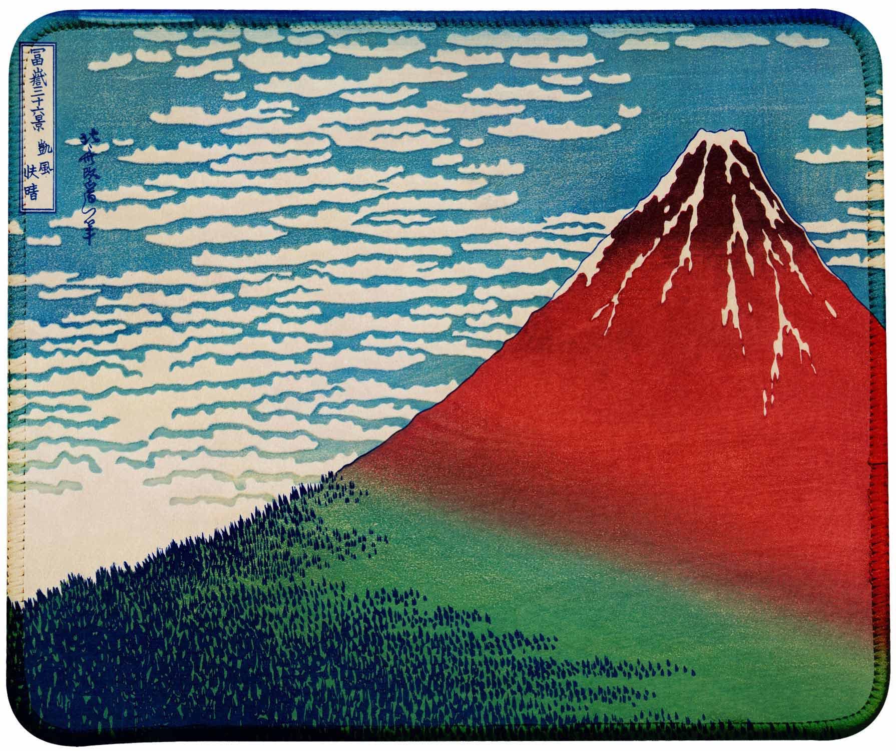 Japanese Art Mouse Pad with Stitched Edges - Traditional Mount Fuji Painting Design for Gaming & Office Work (Non-Slip, Smooth Surface) - Perfect for Computers, Laptops, and Home Office Desks