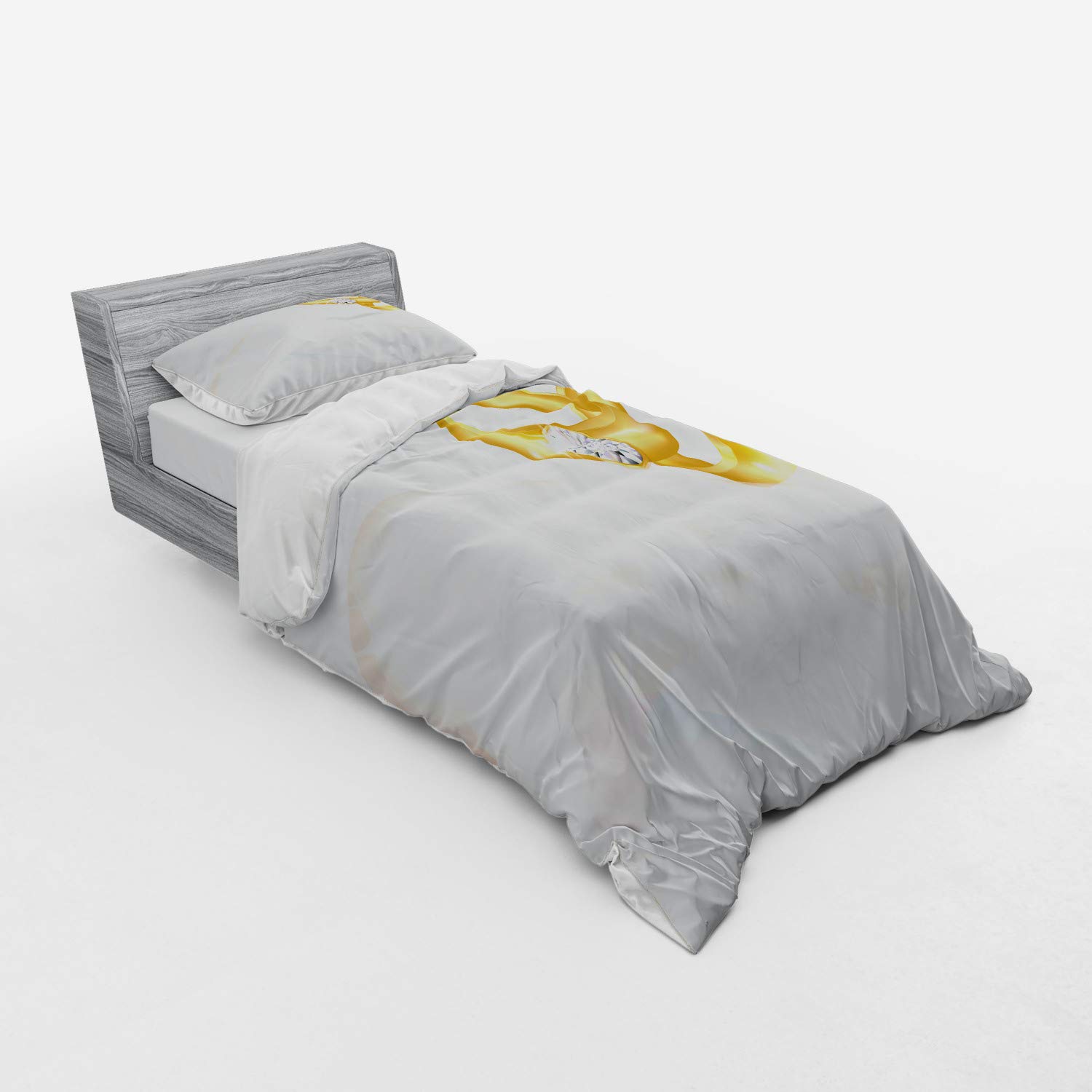 Ambesonne Wedding Bedding Set - 3 Piece Duvet Cover with Sham & Fitted Sheet, Twin Size, Pale Blue & Pink Abstract Ring Design | Romantic Marriage Engagement Gift for Couples | Perfect for Honeymoon Suites & Anniversary Presents