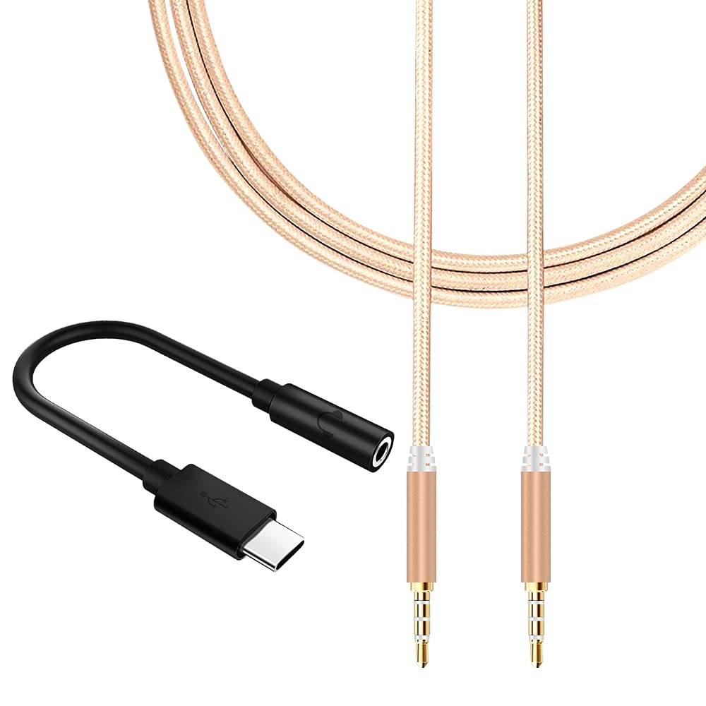 Premium USB C to 3.5mm Audio Adapter & Aux Cable - Type C Charger Splitter with 3.5mm Male to Male Connector - Compatible with OnePlus 10 Pro 5G, T-Mobile & More - Perfect for Car Audio, Headphones & Charging on the Go