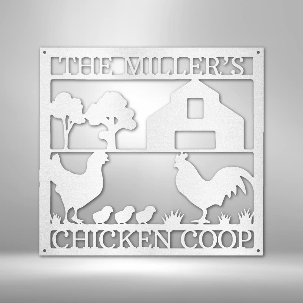 Custom Metal Name Sign - Personalized Split Letter Outdoor Wall Decor - Unique Housewarming Gift for New Home - Wedding, Birthday & Anniversary Present - Chicken Monogram Metal Art