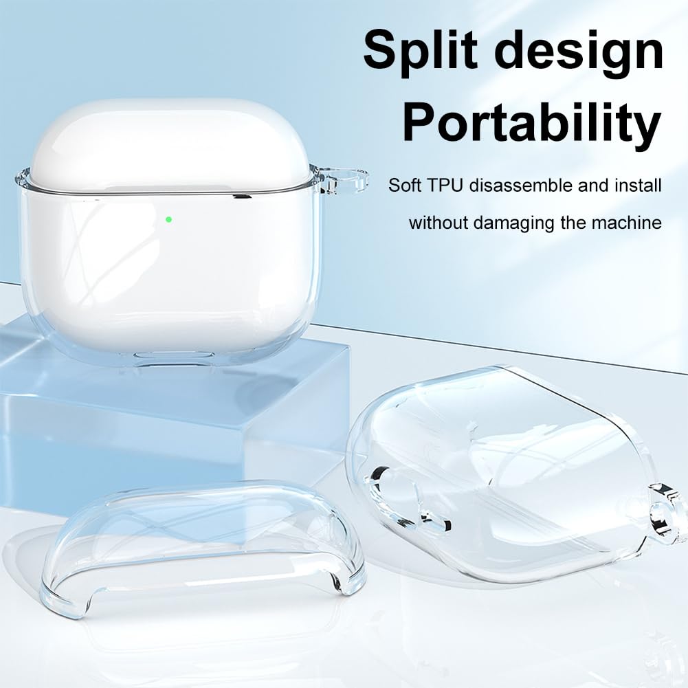 GETBSTOOP Clear TPU Protective Case with Carabiner for Apple AirPods 4 (2024) - Shockproof Wireless Earphone Cover for Gym, Running, Travel & Outdoor Activities