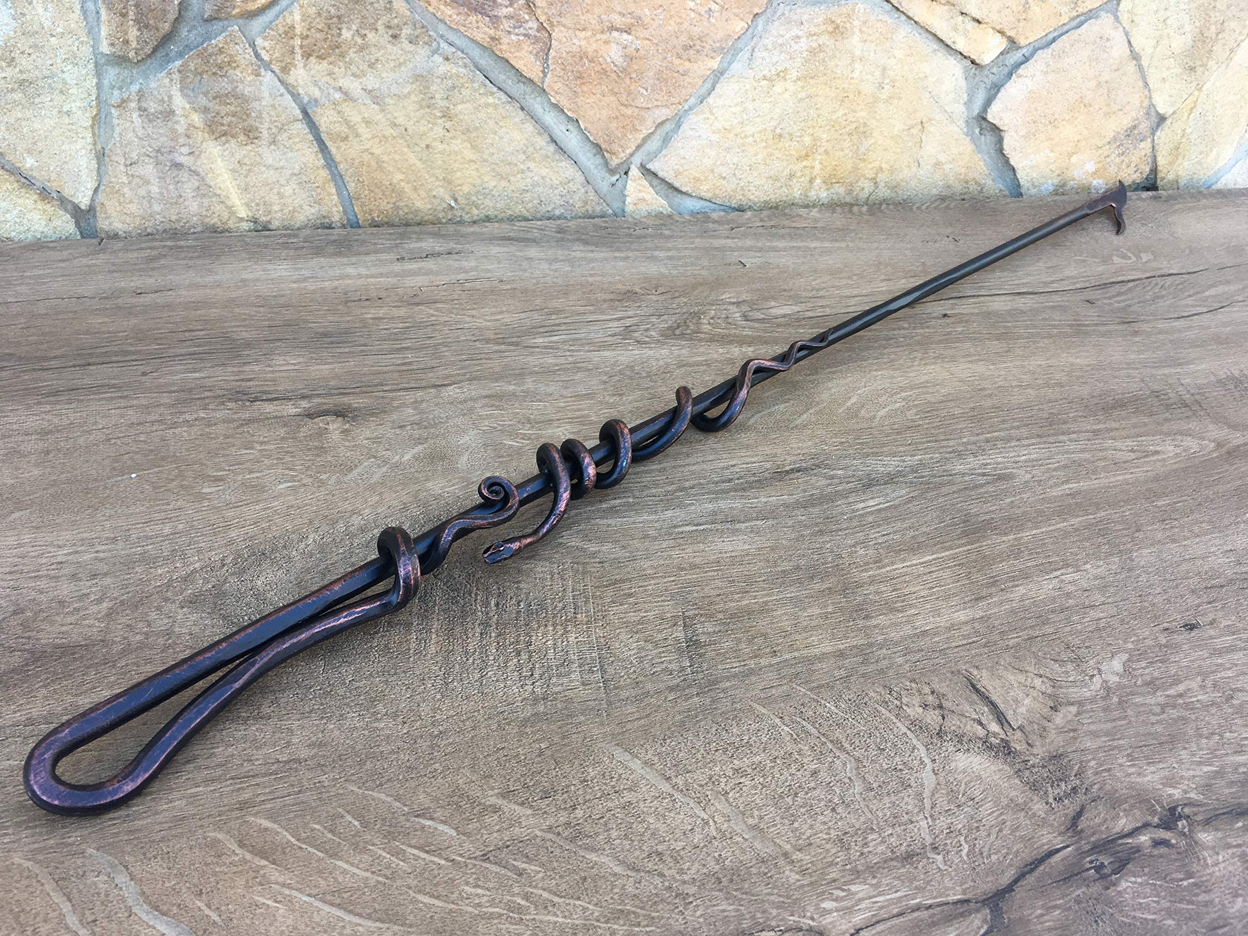 Hand Forged Fire Poker Set - Heavy Duty Fireplace Accessories for Men - Unique Anniversary & Birthday Gift for Him - Perfect for Campfires, Fire Pits & Indoor Fireplaces