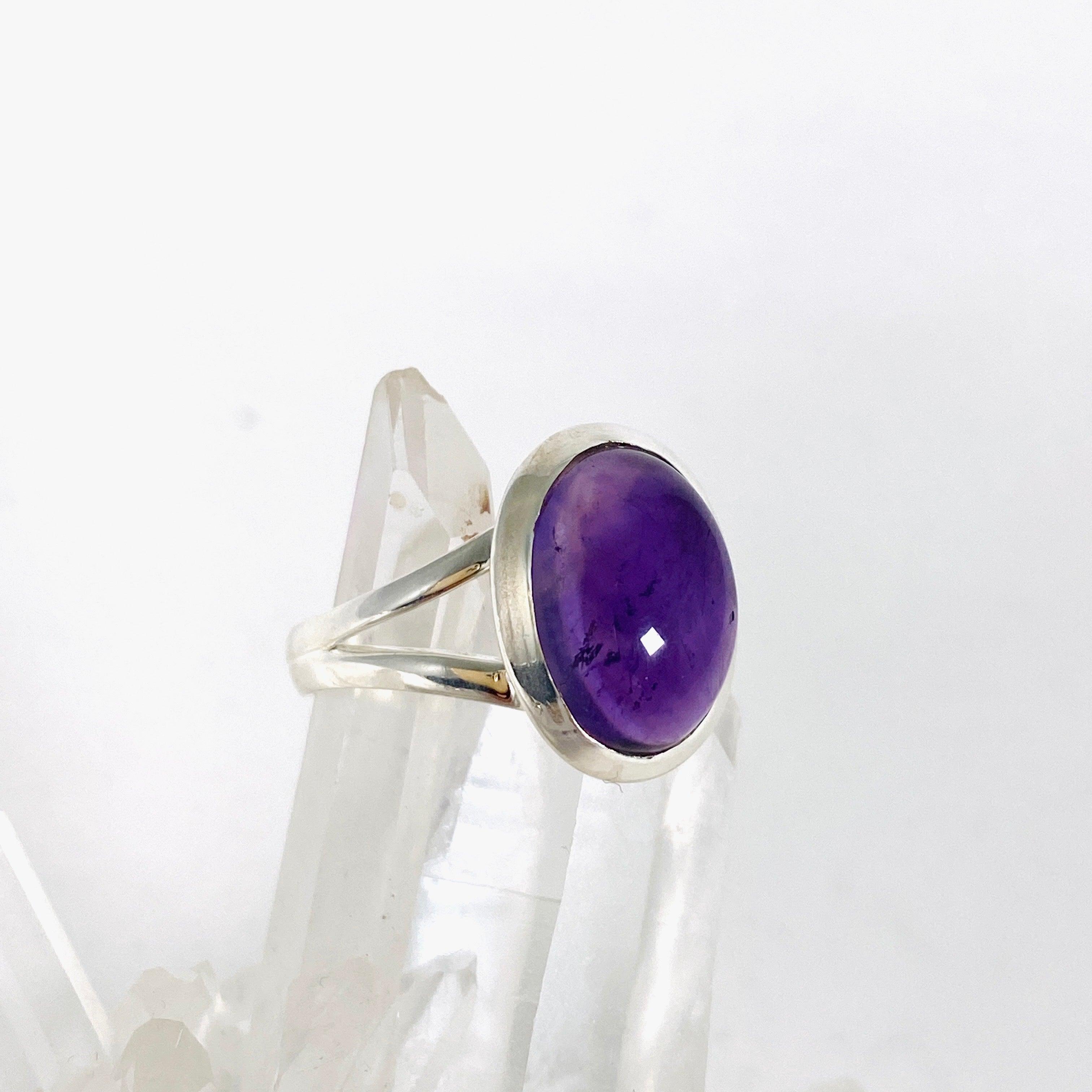Amethyst Oval Ring for Women - Size 10 - KRGJ2951 - Elegant Purple Gemstone Jewelry for Everyday Wear & Special Occasions