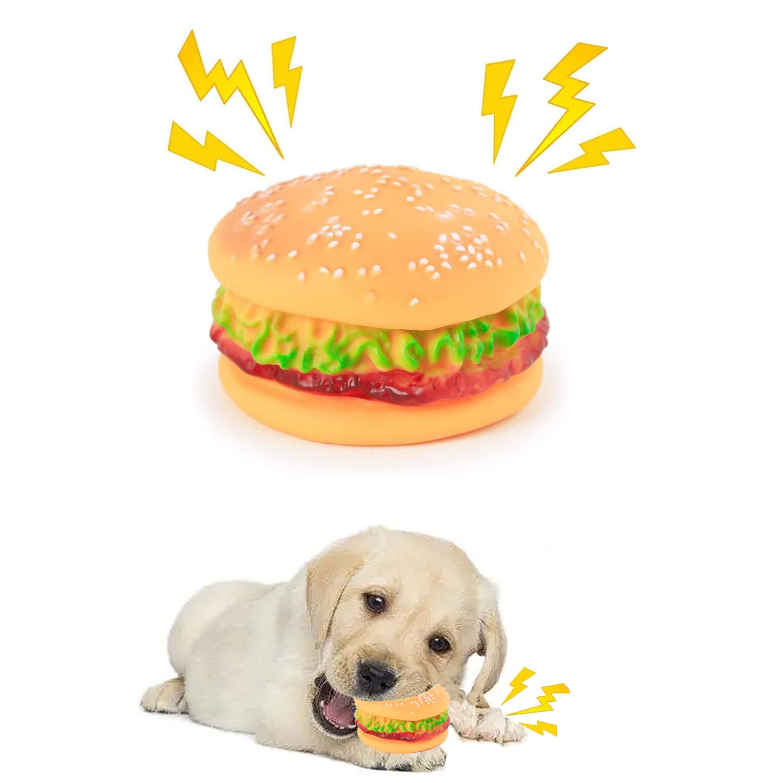 **Durable Hamburger Squeaky Dog Toy – Bite-Resistant Chew Toy for Teeth Cleaning & Training – Golden Retriever, Teddy & Small Pets – Prevent Sofa Damage – Fun Interactive Playtime & Stress Relief**
