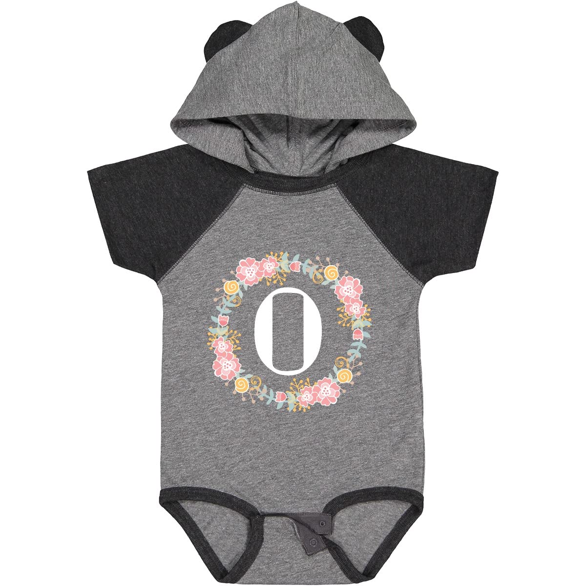 Inktastic Monogram Letter O Floral Rose Wreath Baby Bodysuit - Soft Cotton Onesie for Newborns, Infants & Toddlers - Perfect for Family Photos, Baby Showers & Special Occasions