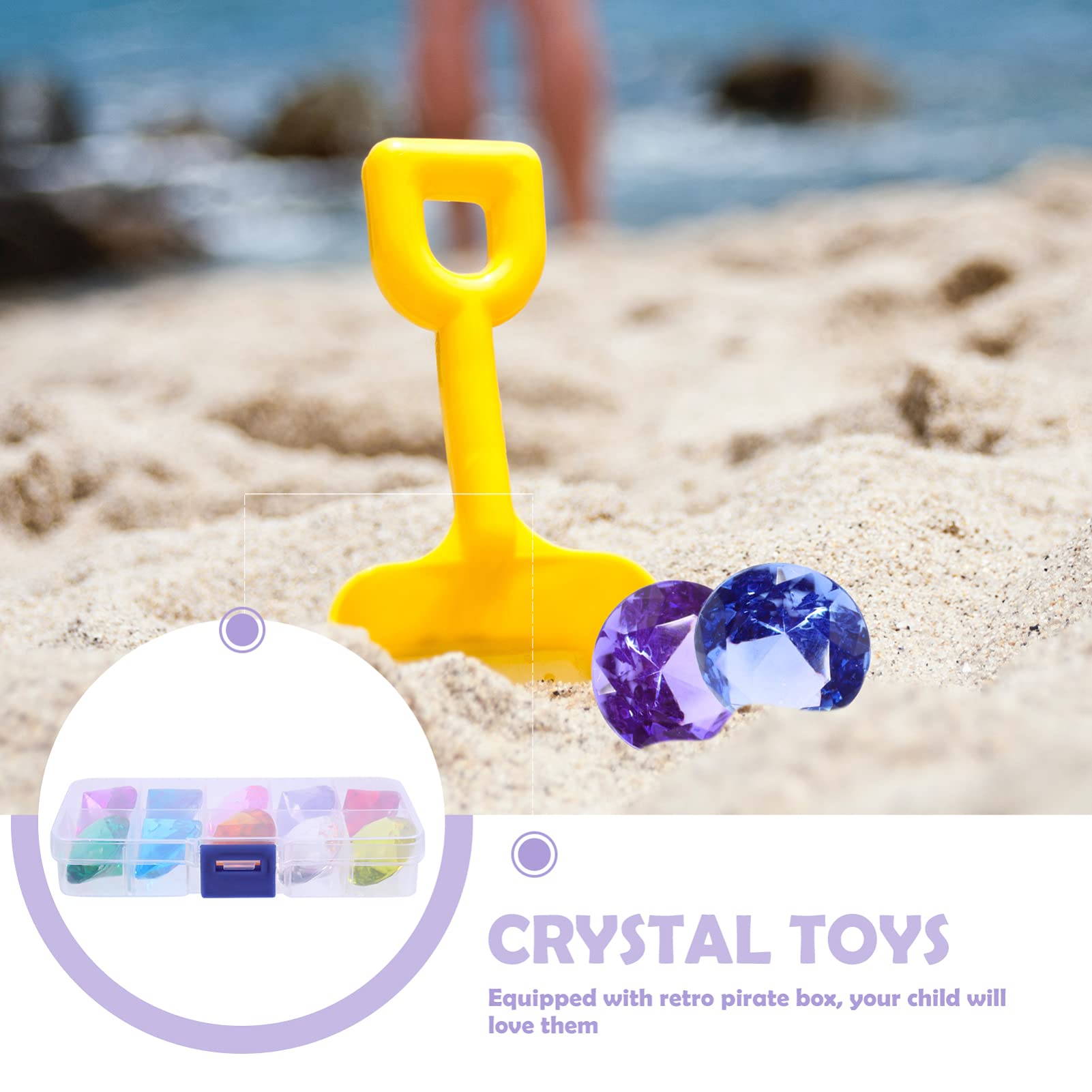 Colorful Plastic Gemstones for Kids - Pirate Diving Toys & Swimming Pool Underwater Gems - Summer Pool Party, Treasure Hunt, and Craft Activities for Children