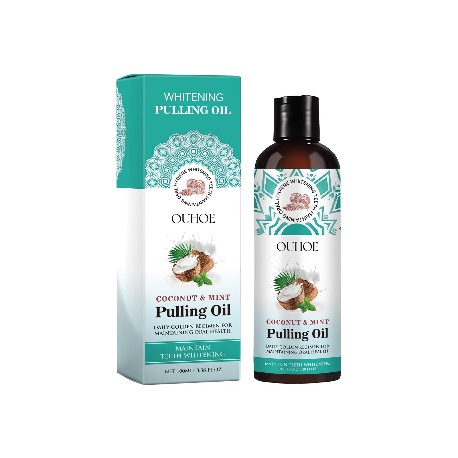 Organic Coconut Oil Pulling Mouthwash - Natural Fresh Breath & Teeth Whitening with 7 Essential Oils & Vitamins | Alcohol-Free for Healthy Teeth & Gums | Perfect for Morning Routine & Oral Care