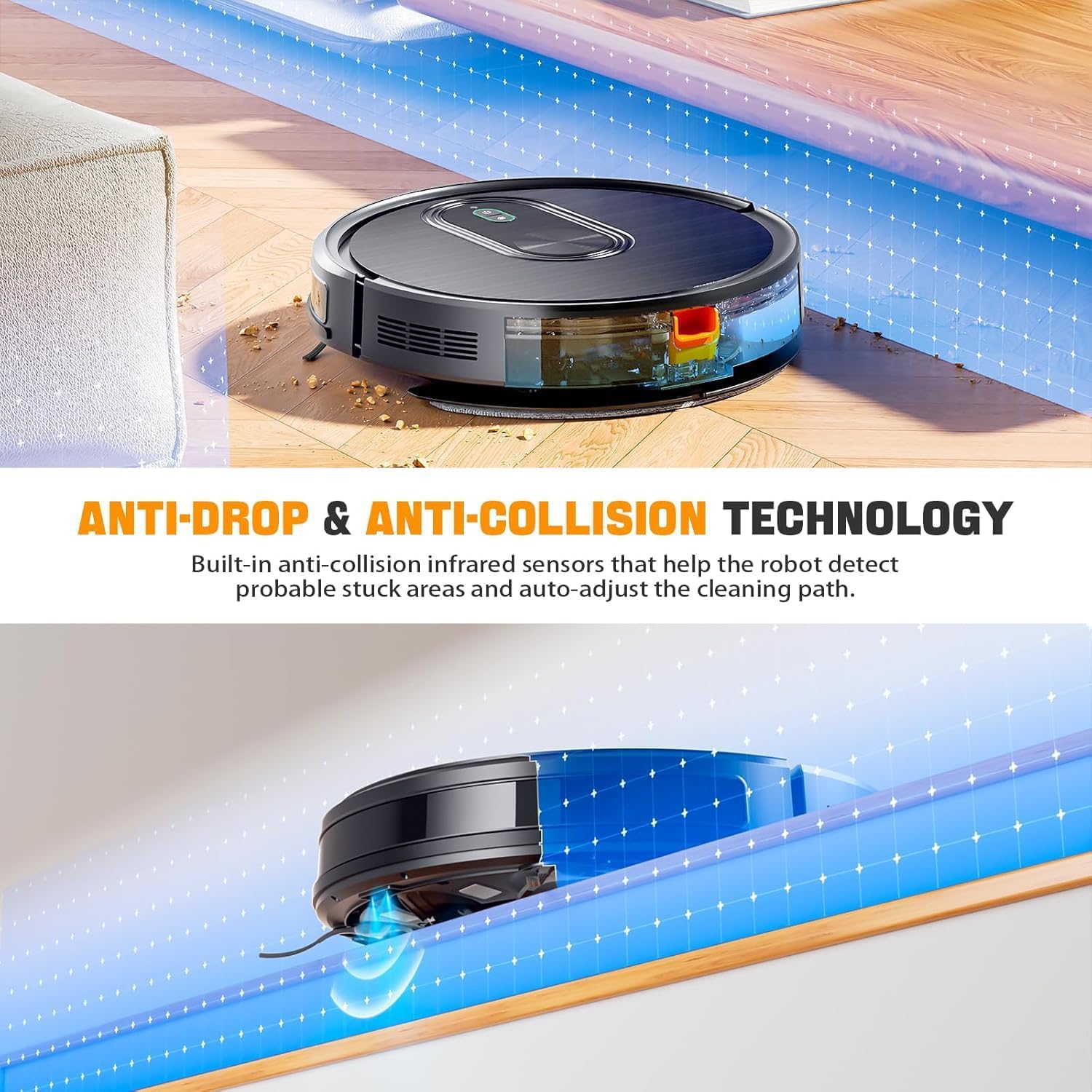 Smart Robot Vacuum and Mop 2-in-1 Combo - 3200Pa Strong Suction, Self-Charging, App/Bluetooth/Voice Control - Slim Robotic Vacuum Cleaner for Pet Hair, Hard Floors & Carpets - Perfect for Home Cleaning with Scheduling Feature