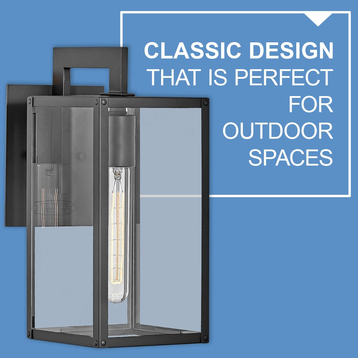 Hinkley Max Small Wall Mount Outdoor Lantern - Estate Series, 1-Light Transitional Style with Bulb Included, Clear Glass Aluminum Black Finish - Perfect for Porch, Patio, and Entryway Lighting