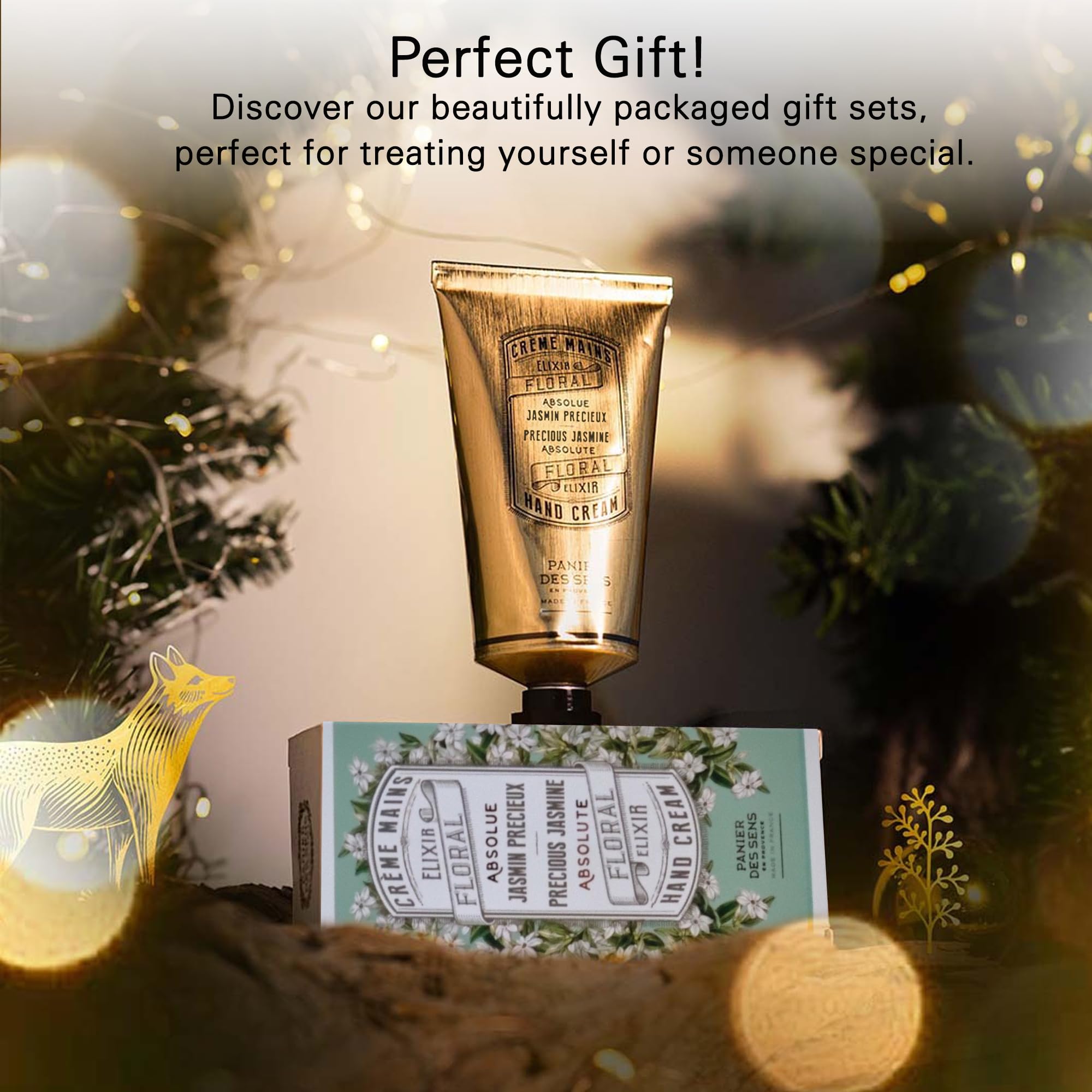 Panier des Sens Jasmine Hand Cream for Dry Cracked Hands - Olive & Almond Oil Moisturizer with Vitamin E - 97% Natural Ingredients - Made in France, 2.5 fl oz - Perfect for Winter Care, Office Use & Gift Giving