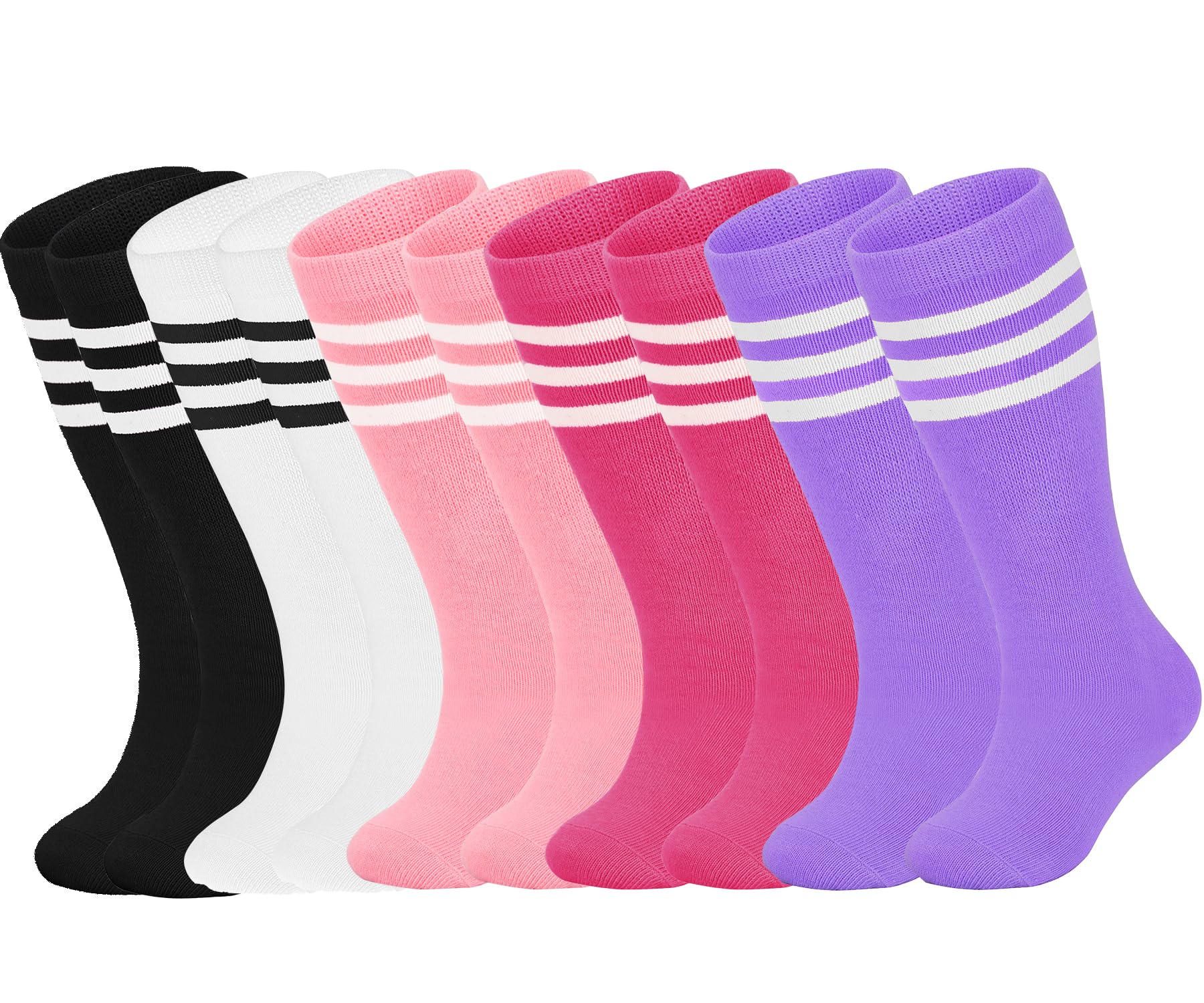 ENBAOHUI 5 Packs Toddler Soccer Socks - Breathable Knee High Tube Socks for Boys & Girls (6-12 Months, 12-24 Months) - Perfect for Soccer Games, Sports & Daily Wear