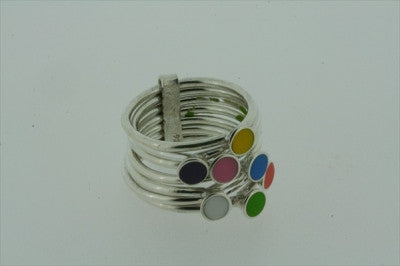 Colorful Week Rings for Women - 7 Pack Adjustable Stackable Fashion Rings Set - Perfect for Daily Wear, Parties, and Gifting