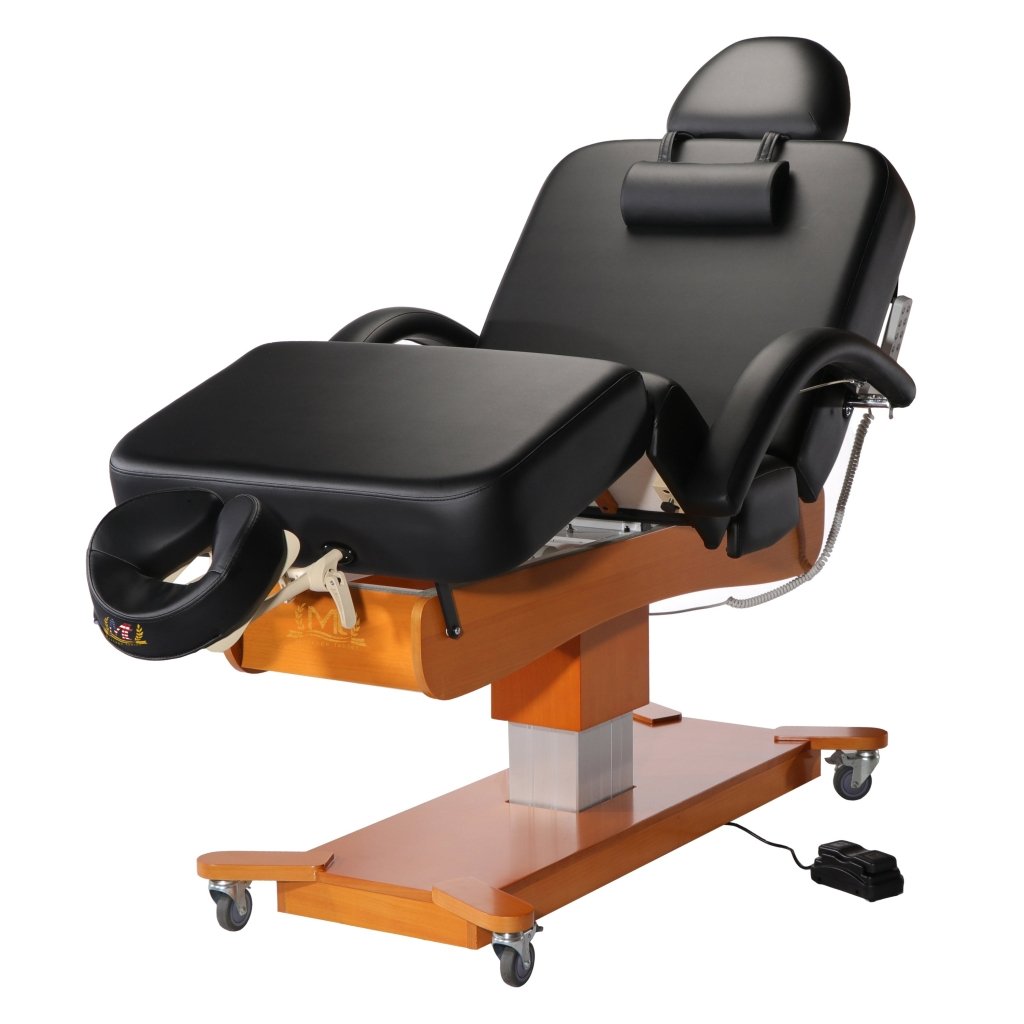 Master Massage® Maxking Salon Electric Lift Spa Stationary Pedestal Flat Beauty Bed - Professional Massage Table for Facial, Waxing & Spa Treatments - Perfect for Salons, Spas & Home Use