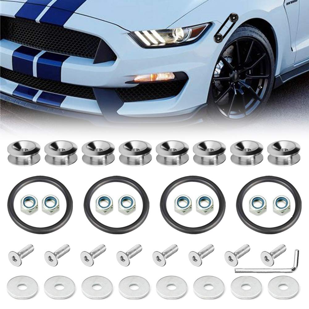 8Pcs Universal Car Bumper Fastener Kit - Quick Release Front Rear Bumper Clips for Trunk Fender Hatch Lid (Silver) | Durable Auto Body Repair Accessories for Easy Installation & Maintenance