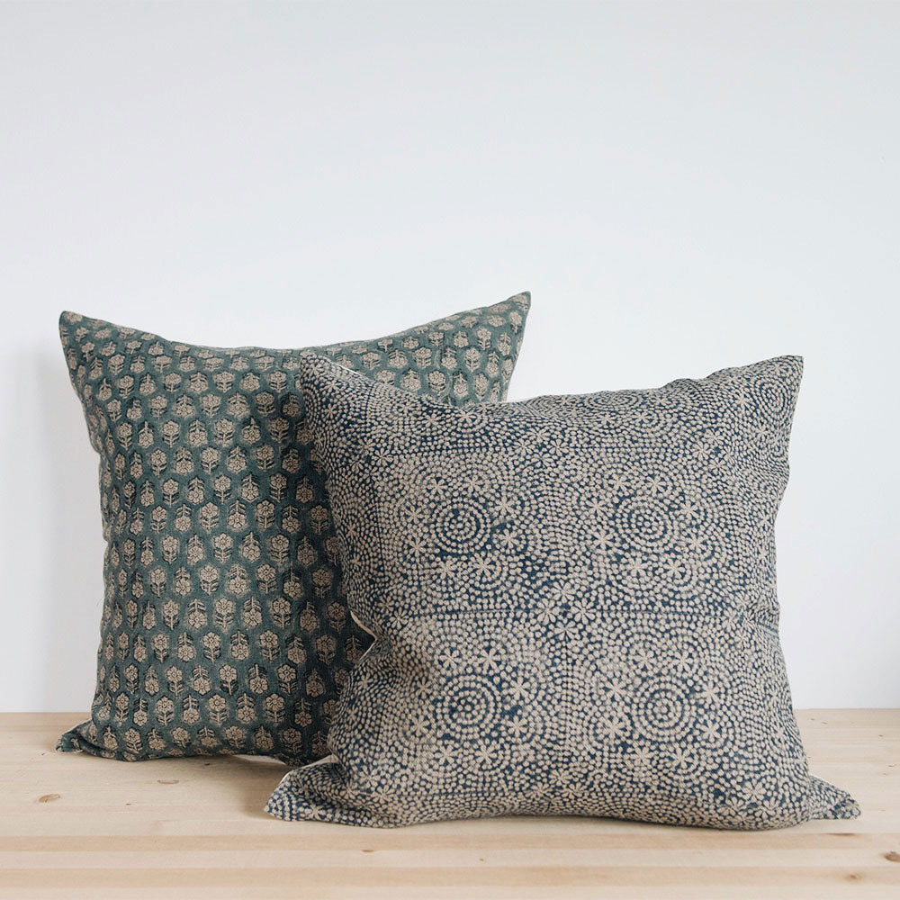 Handmade Linen Block Printed Pillow Cover No. 0269 - Bohemian Home Decor for Living Room, Bedroom & Sofa