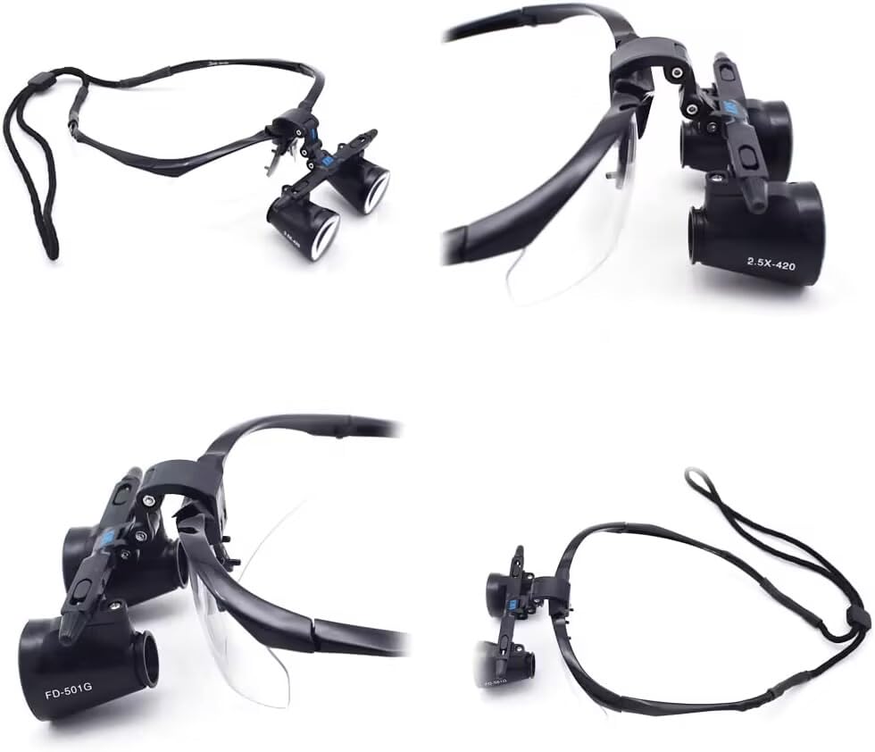2.5X Magnification Binocular Loupes with 420mm Working Distance - Optical Glasses FD-501G for Dentists, Jewelers & Hobbyists - US Stock