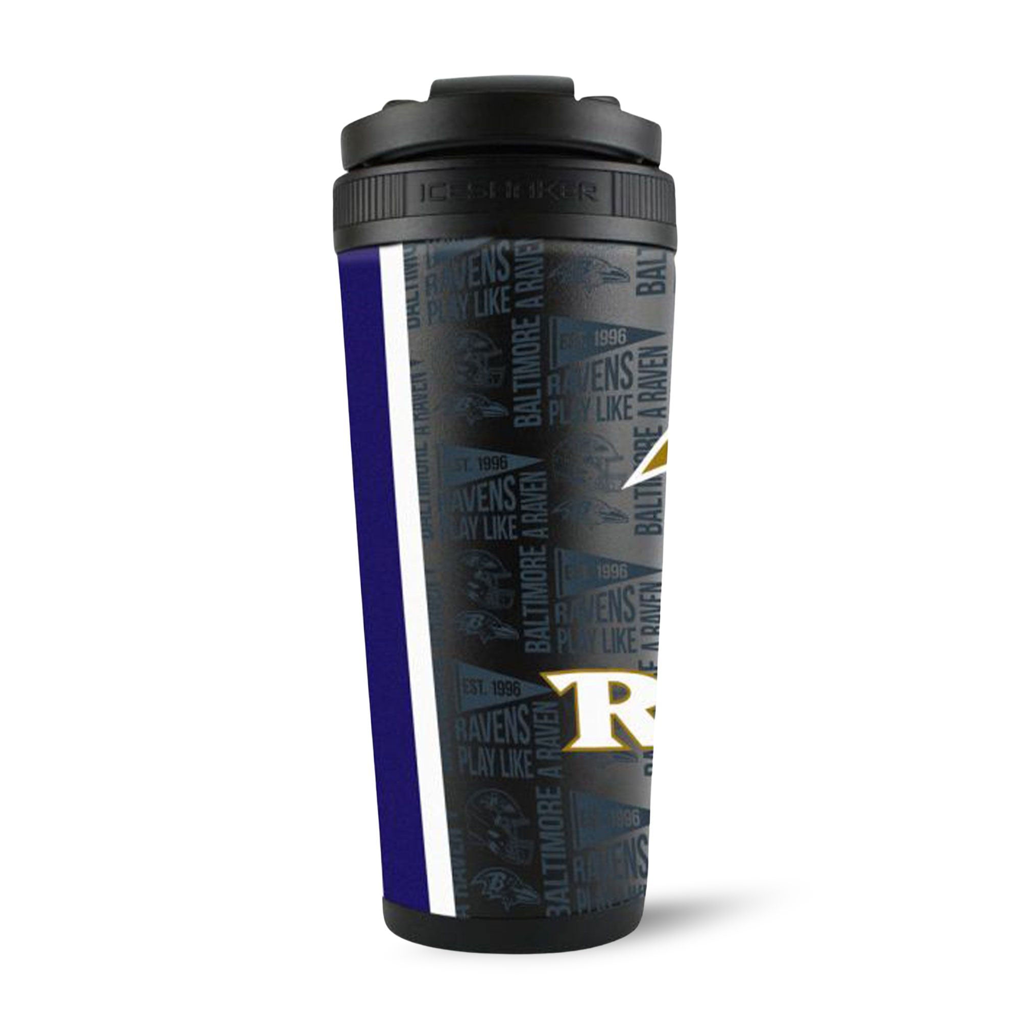 Officially Licensed Baltimore Ravens 4D Ice Shaker - Insulated Stainless Steel Water Bottle for Workouts, Gym & Sports | Keeps Drinks Cold for 24 Hours | Perfect for NFL Fans & Athletes