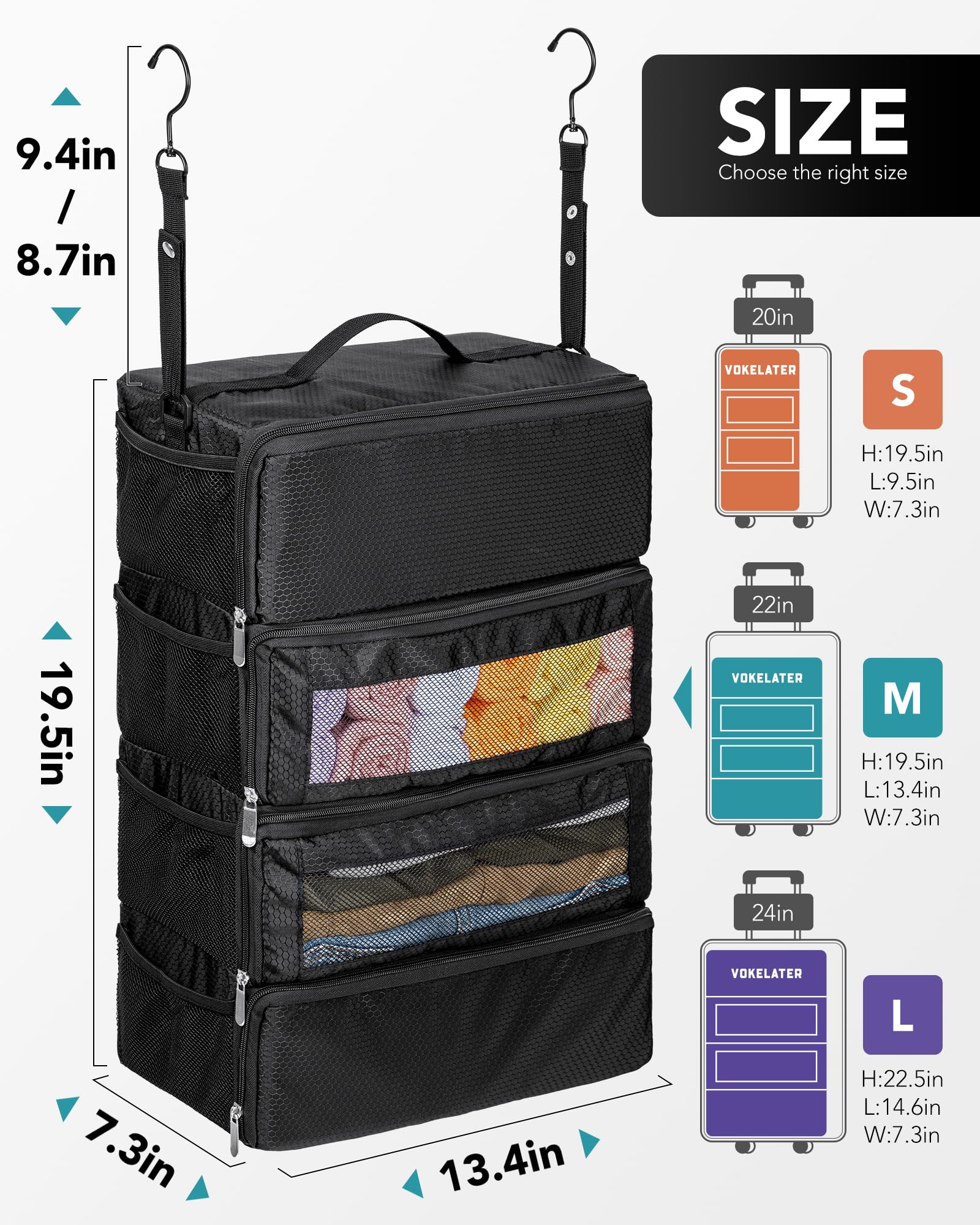 Best Travel Luggage Organizer - Hanging Packing Cubes & Collapsible Suitcase Shelves for Carry-On | Portable Closet Storage for Business Trips & Vacation Packing