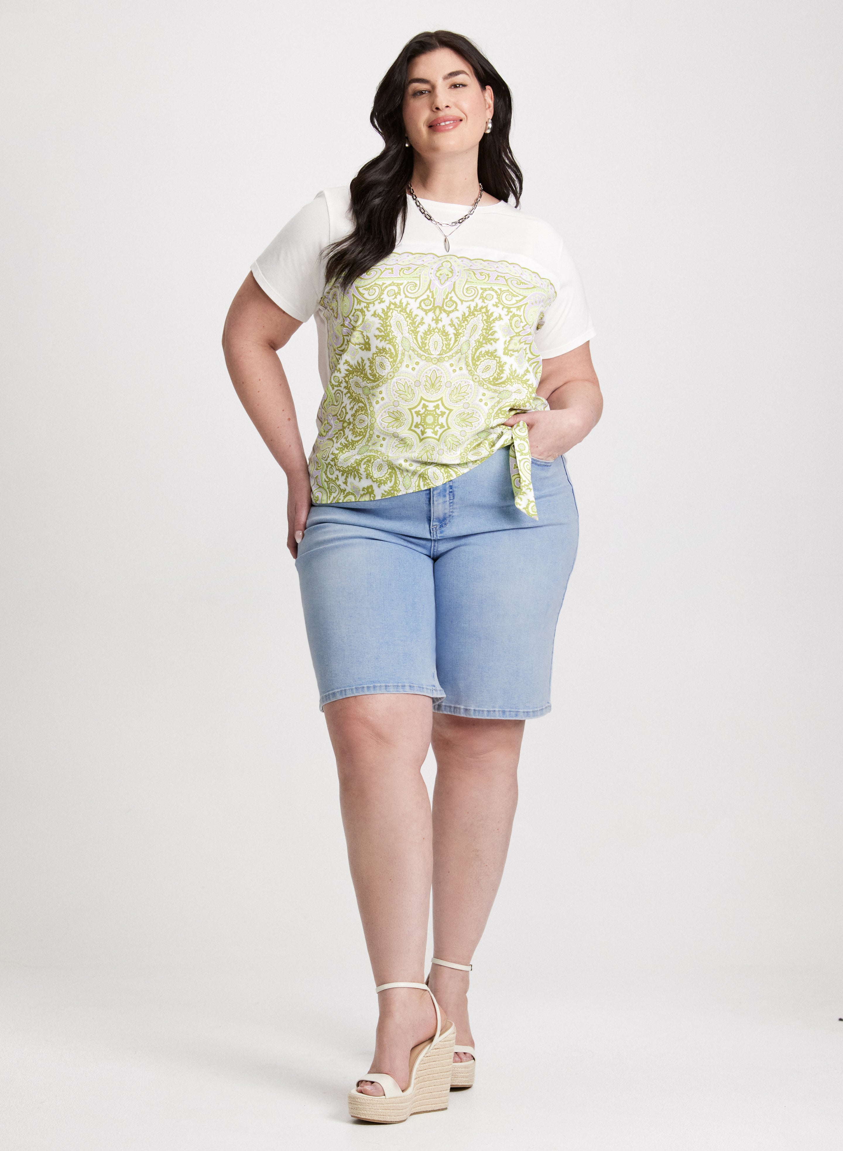 Stylish Women's Denim Bermuda Shorts - High Waist Comfort Fit for Summer & Casual Outings | Perfect for Beach, Travel & Everyday Wear