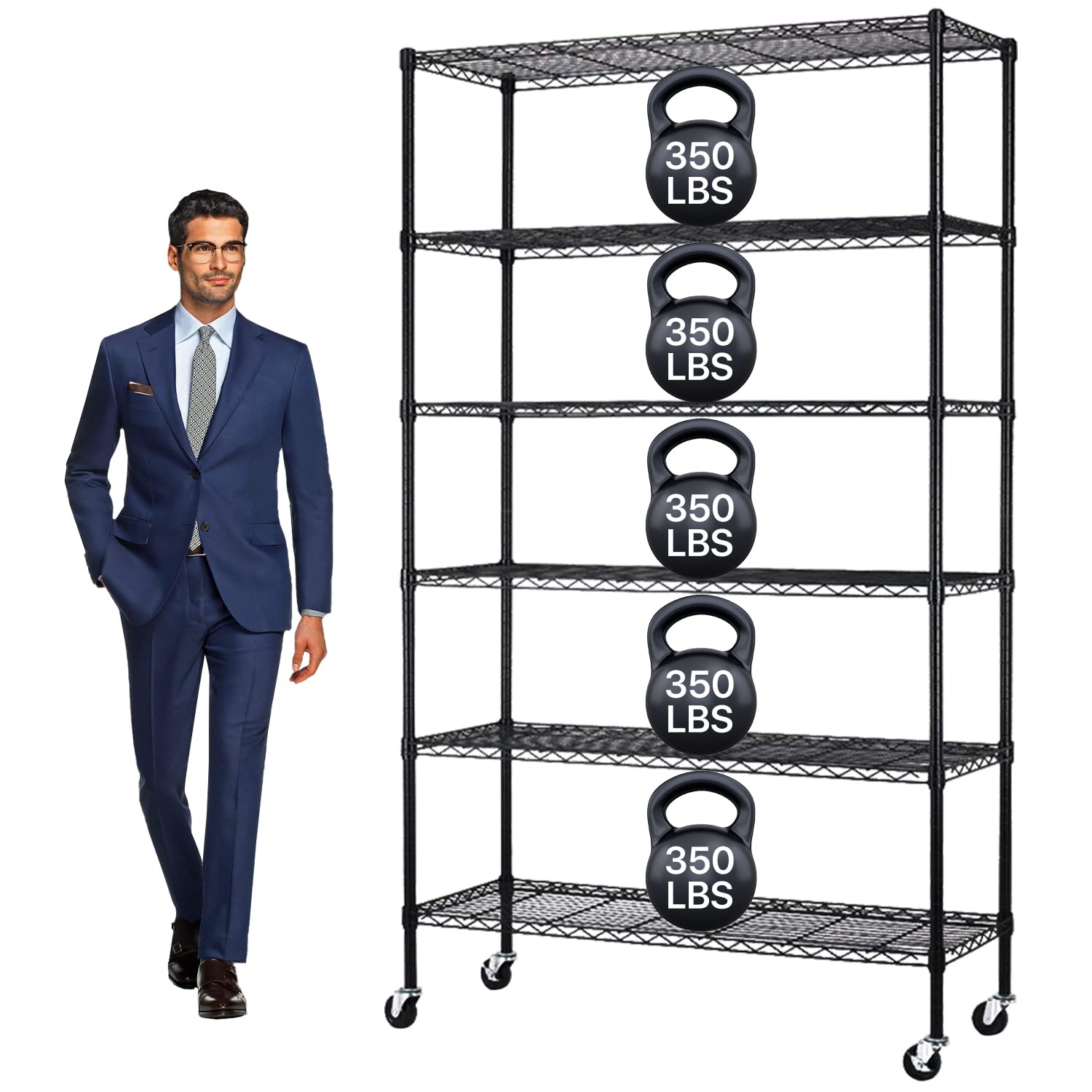 6-Tier Heavy Duty Metal Wire Shelving Unit with Wheels - NSF Certified Adjustable Storage Rack for Garage, Pantry & Kitchen | Commercial Grade Steel Utility Shelves for Home & Office Organization