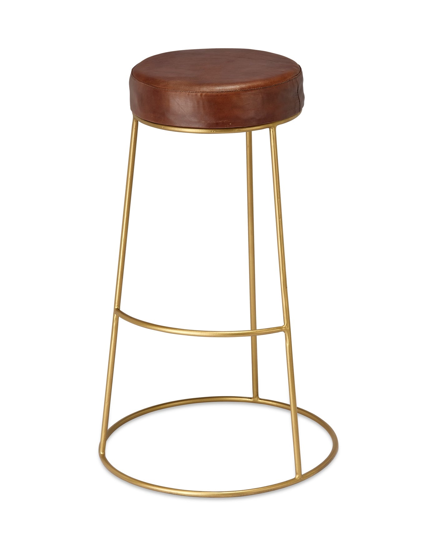 Henry Round Leather Bar Stool - Modern PU Leather Counter Height Stool with Chrome Base - Perfect for Kitchen Island, Breakfast Nook & Home Bar Decor