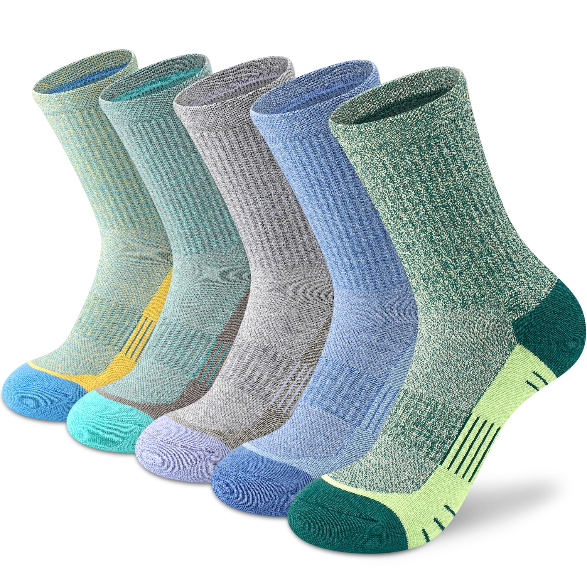 **Women's Athletic Crew Socks - 3-5 Pairs Cushioned Compression Socks for Hiking, Running & Sports - Breathable & Supportive for All-Day Comfort**