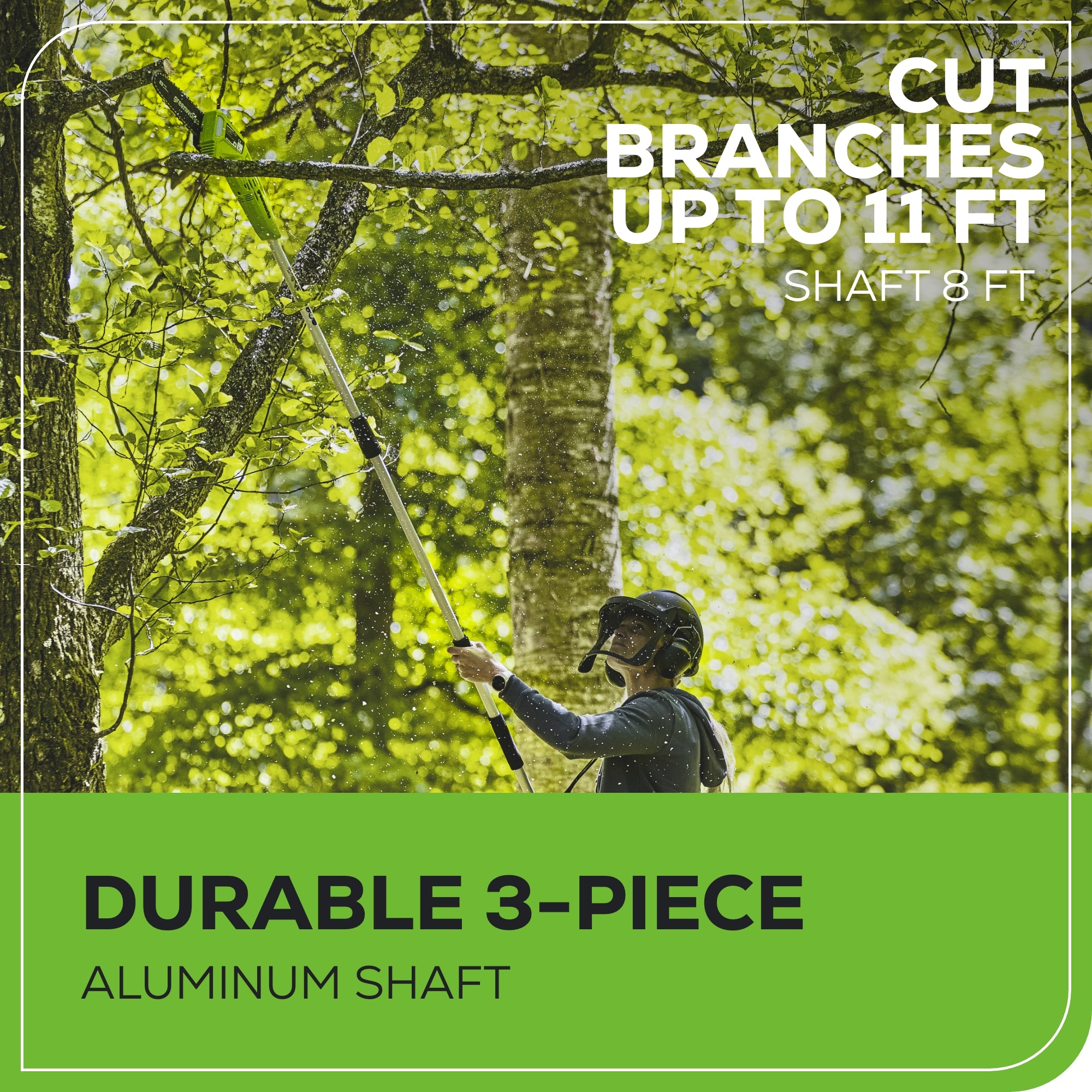 40V 8-Inch Cordless Battery Pole Saw with 2.0Ah Lithium-Ion Battery & Fast Charger - Lightweight Tree Trimming Tool for Garden, Yard, and Landscaping Maintenance