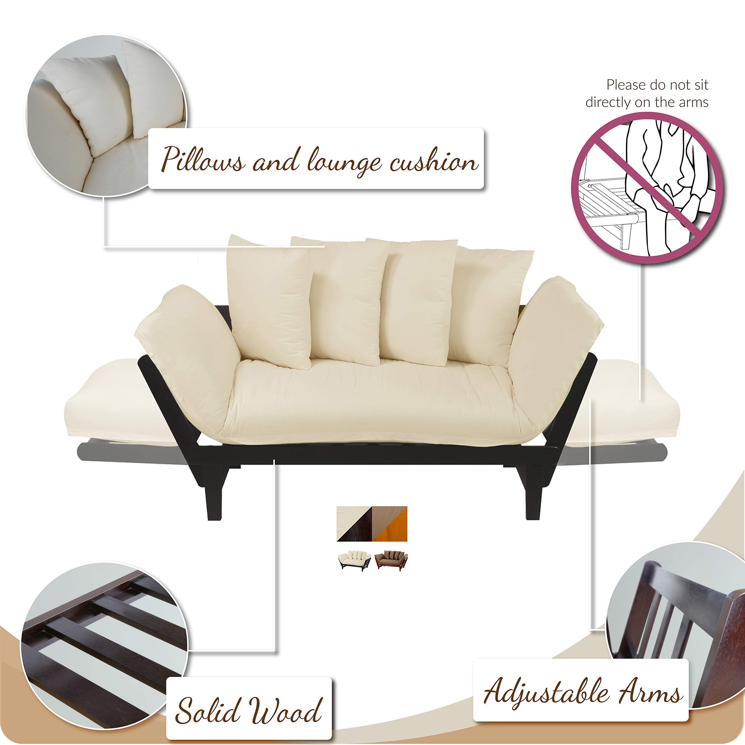 Casual Home Fabric Lounger Sofa Bed with Removable Cover - Single Size for Small Spaces, Living Room, Dorm, or Guest Room | Comfortable and Stylish Sleeper Sofa for Relaxing & Napping